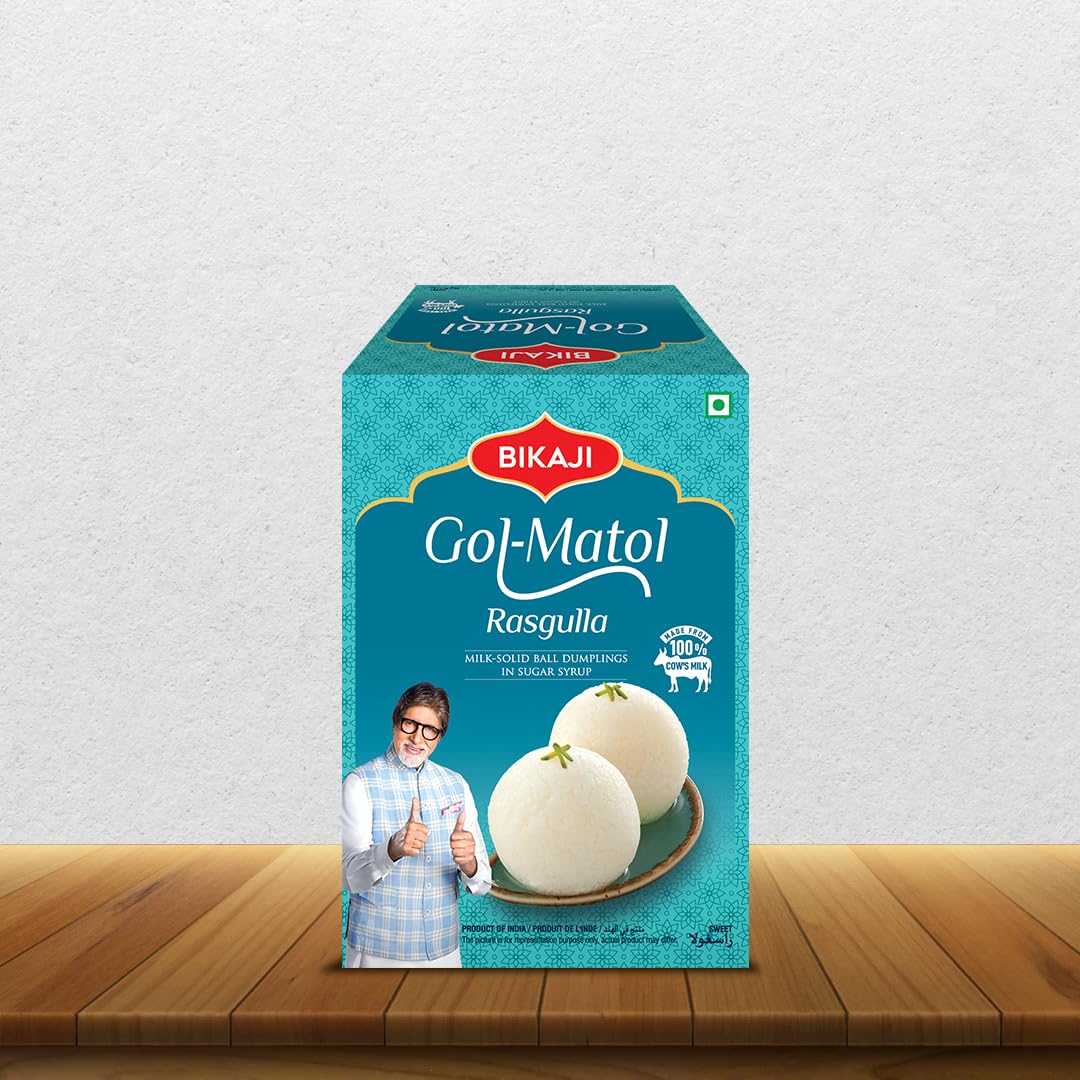 Bikaji Gol Matol Rasgulla - Authentic Bengali Rosogolla | Soft, Juicy & Fluffy Indian Sweet | Made with Fresh Local Milk | Premium 1.25kg Tin Can for Long-Lasting Freshness | Perfect for Festivals, Gifts & Dessert Lovers