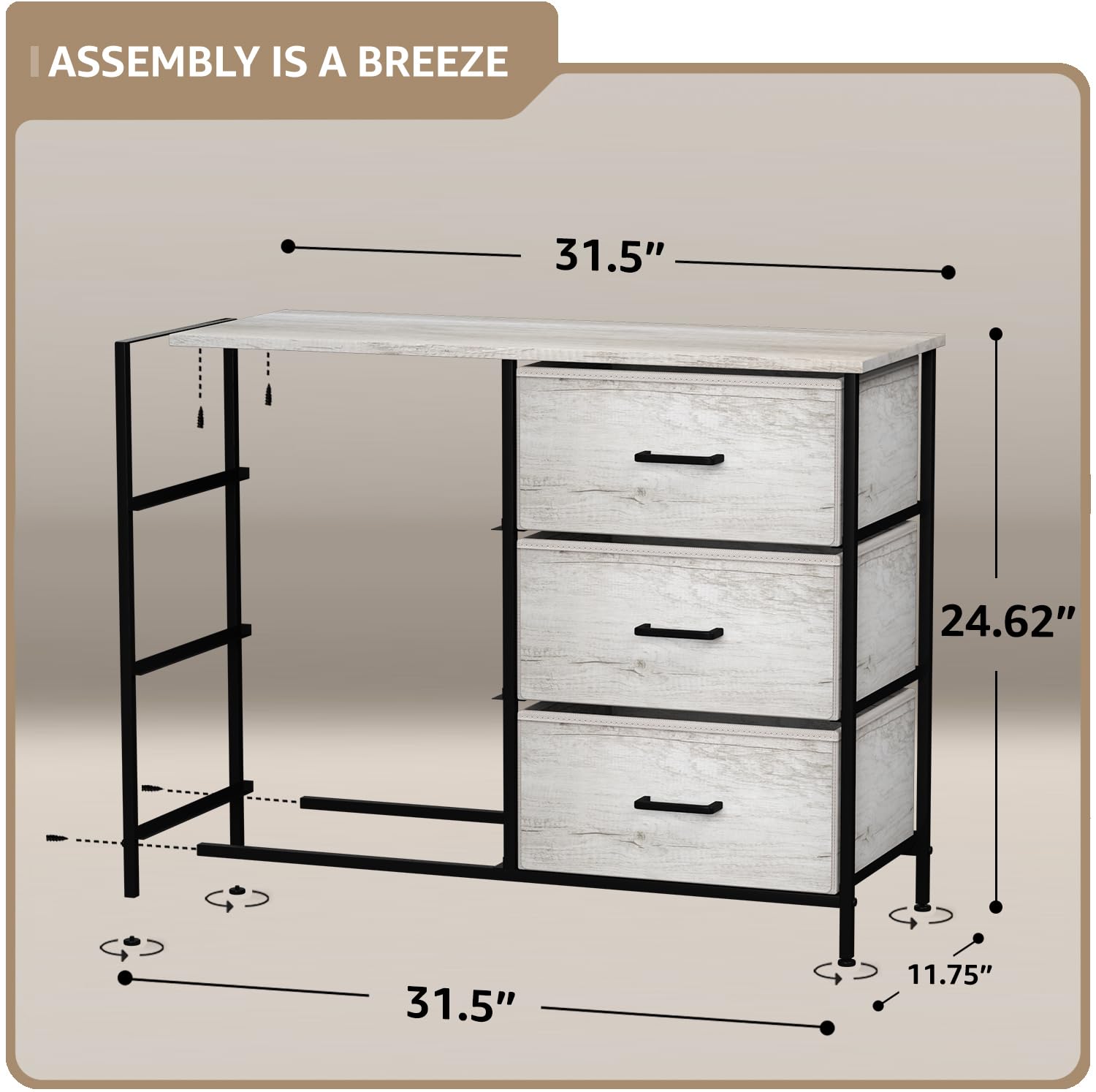 Sorbus 6-Drawer Dresser Organizer - Sturdy Steel Frame with Faux Wood Top & Easy-Pull Fabric Bins for Clothes Storage - Perfect for Bedroom, Hallway, Living Room & Closet Organization (Ideal for Small Spaces & Home Decor)