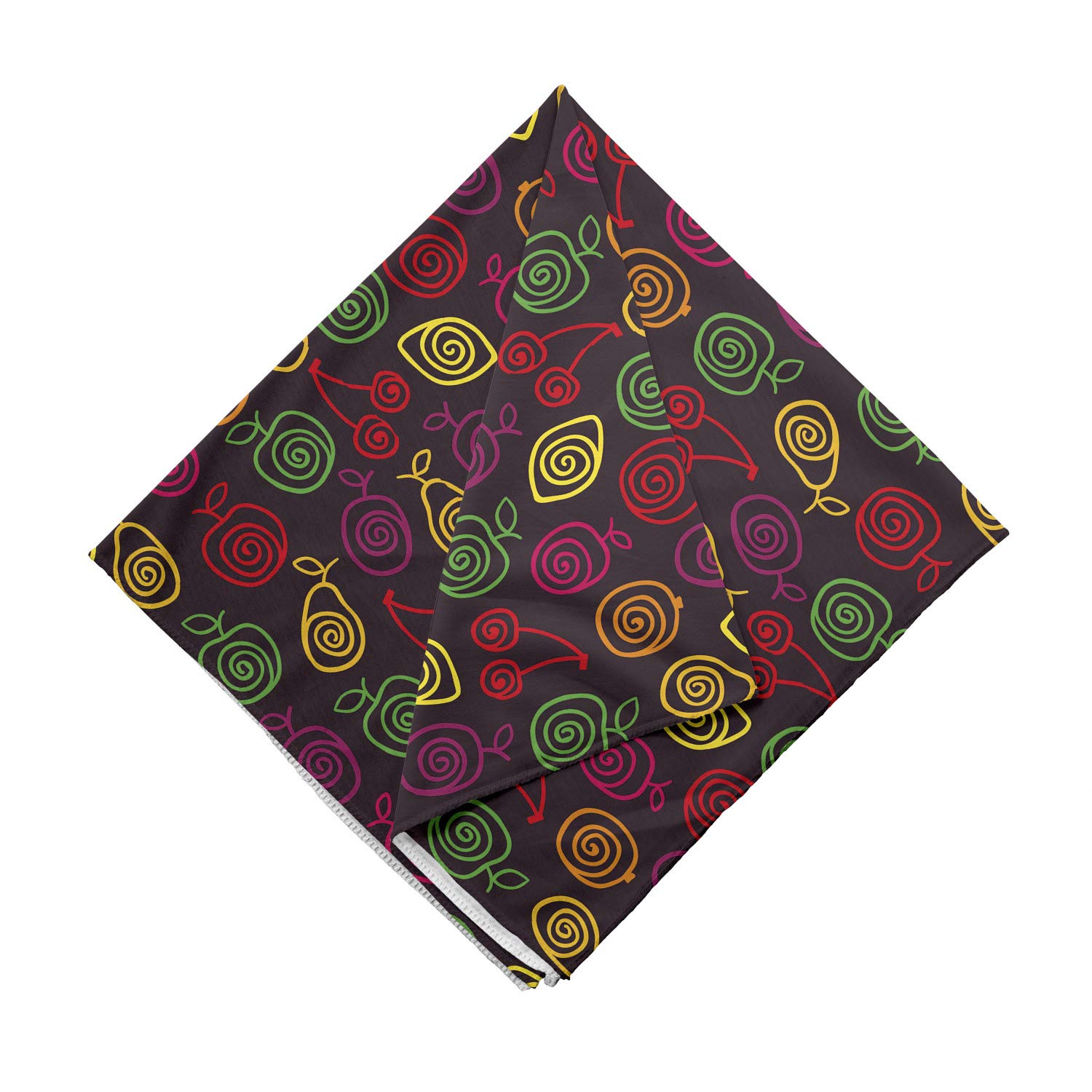 Ambesonne Fruits Bandana - Apples, Cherries & Pears Print - Unisex Headscarf & Neck Tie for Men & Women - Perfect for Outdoor Activities, Music Festivals & Summer Fashion