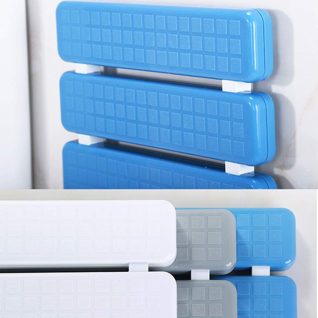 Wall-Mounted Folding Shower Seat with Comfortable Cushion - Non-Slip Bathroom Stool for Elderly & Disabled - Easy Install Blue Shower Chair for Safe Bathing (Perfect for Small Spaces & Home Care Use)