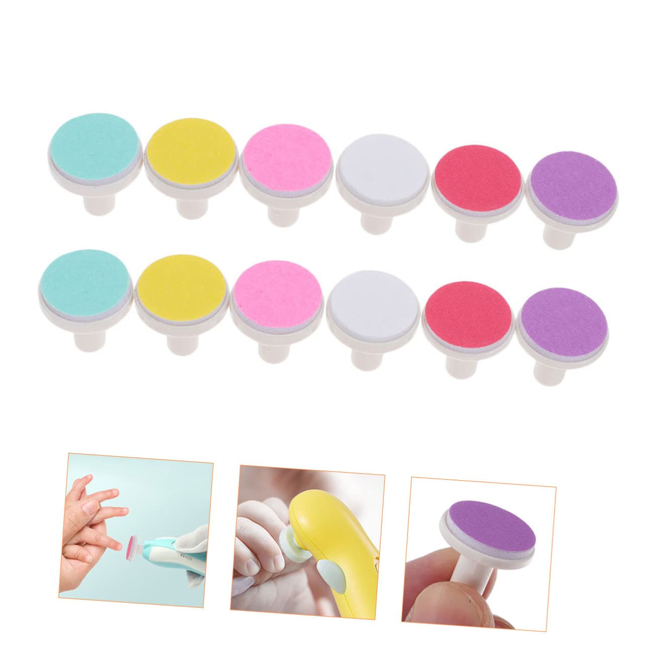 COOLHIYA 12 Pack Newborn Baby Nail Trimmer Pads - Gentle Electric Nail File Replacement Heads for Safe Infant Nail Care - Perfect for Newborns, Toddlers & Sensitive Skin at Home or Travel