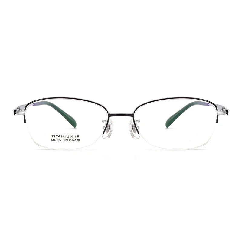 Bclear Women's Semi-Rimless Oval Titanium Eyeglasses Frame 7957 - Lightweight & Durable Glasses for Work, Reading & Fashion