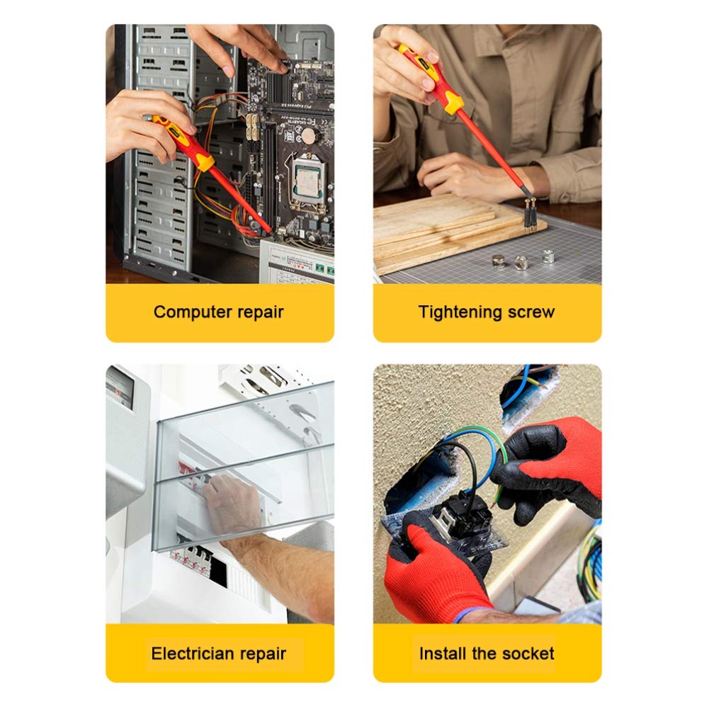 Red & Yellow Insulated Slotted Screwdriver - Electrical Tool for Safe Wiring & Home Repairs