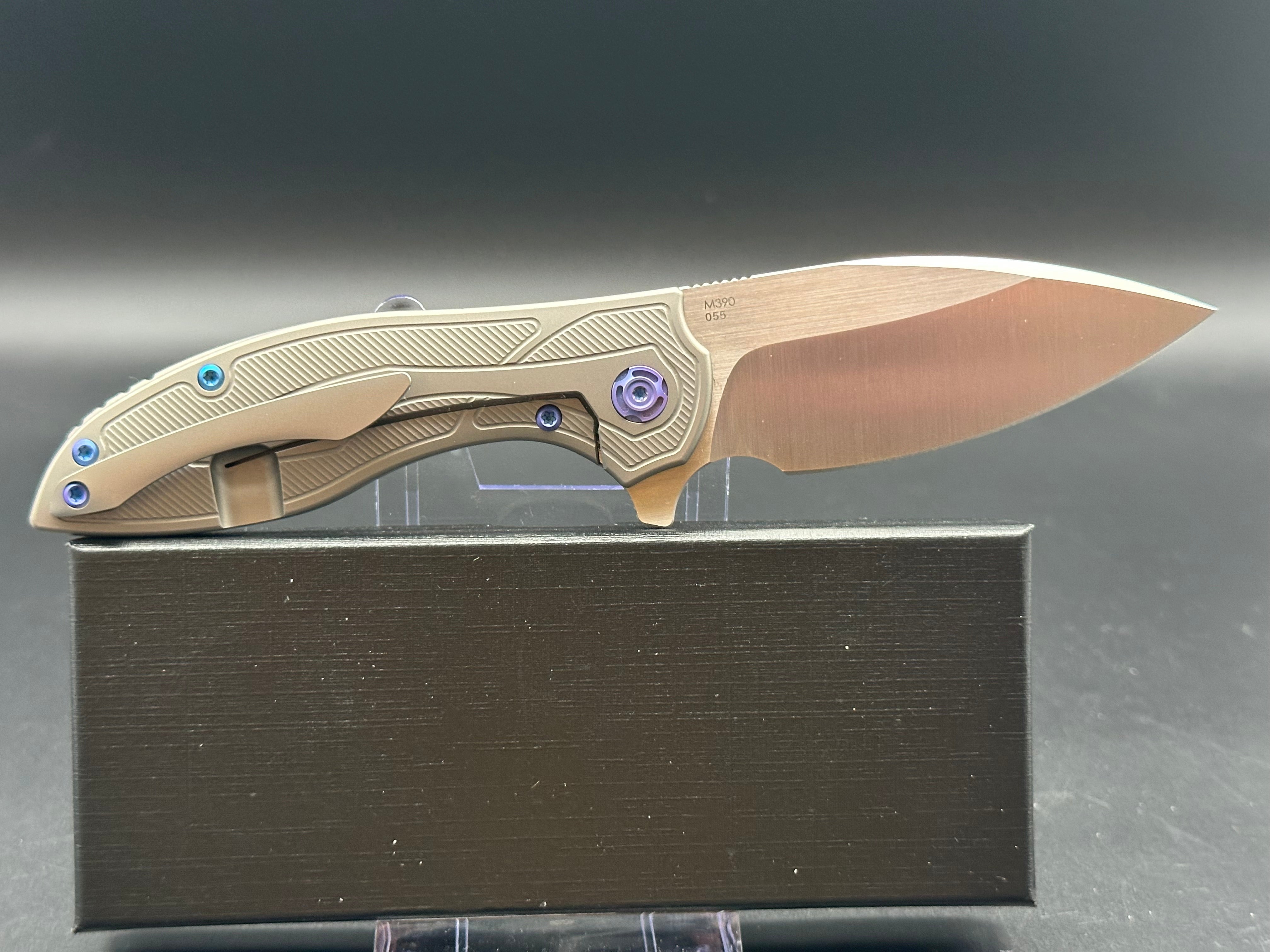 Reate Iron Frame Lock Flipper Knife - Premium Brown Micarta Handle - EDC Pocket Knife for Outdoor, Camping & Everyday Carry