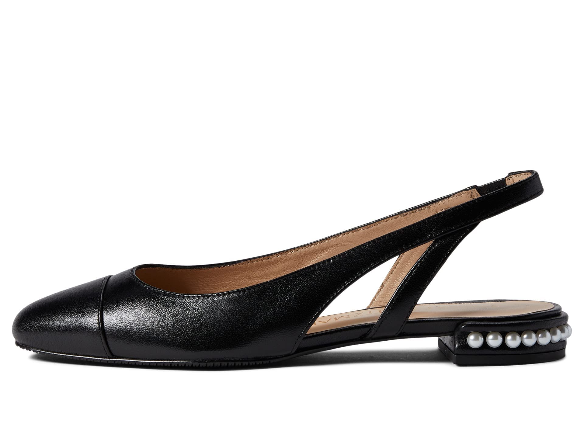 Stuart Weitzman Women's Pearl Slingback Heels - Elegant Low Block Heel Sandals for Wedding, Party & Evening Wear
