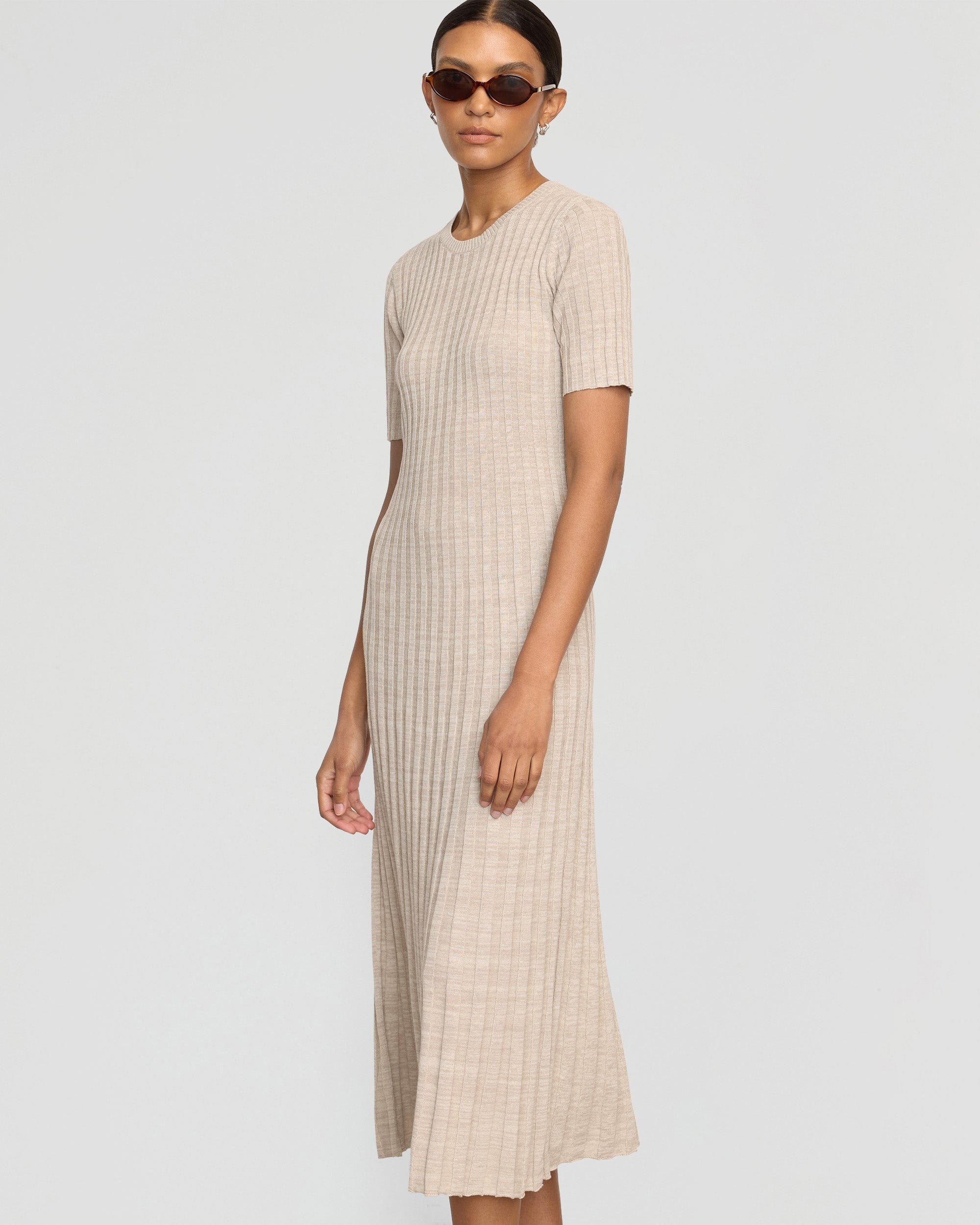 Fena Women's Wide Ribbed Sweater Dress - Cozy Knit Long Sleeve Tunic for Fall & Winter | Perfect for Office, Date Night and Casual Outings