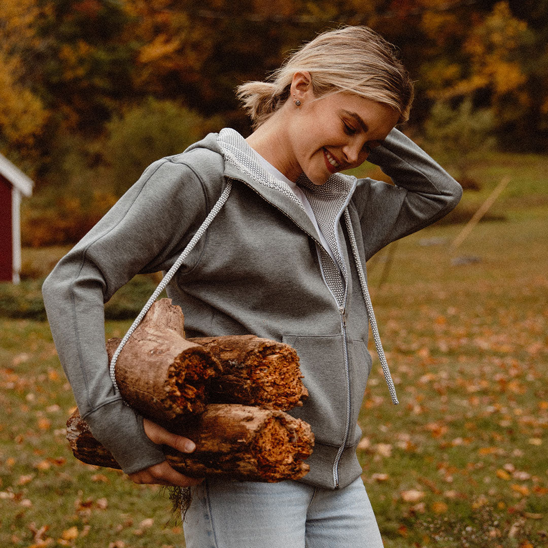 Alta Zip Up Hoodie for Men & Women | Heather Grey Fleece Pullover | Casual Wear, Gym & Outdoor Activities