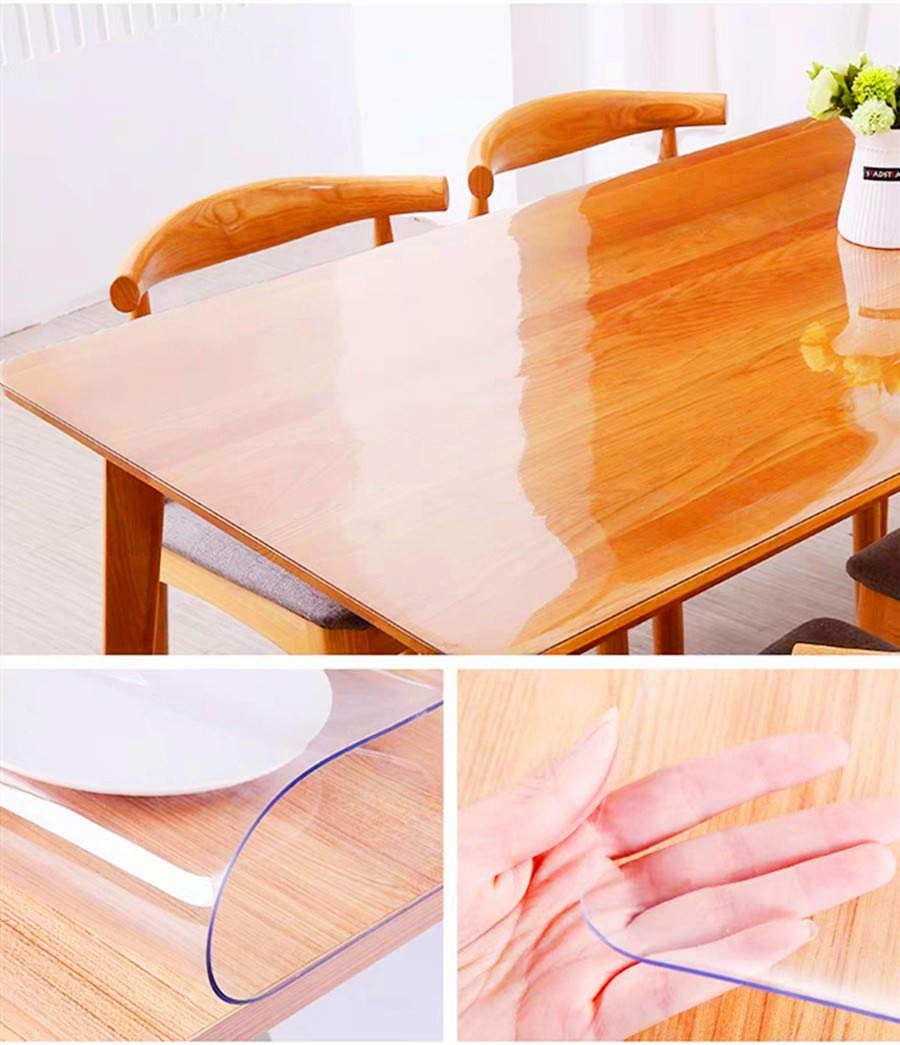 VALLEY TREE 42 x 90 Inch Clear PVC Plastic Tablecloth - 1.5mm Thick Waterproof Table Cover Protector for Dining, Office Desk, Party & Outdoor Use