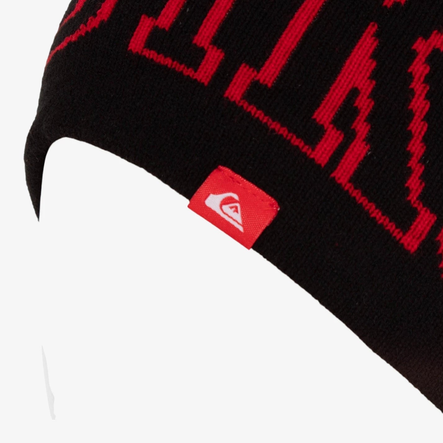 Quiksilver Griff Beanie - Black & Red Winter Hat for Men & Women - Warm Knit Skull Cap for Skiing, Snowboarding & Outdoor Activities