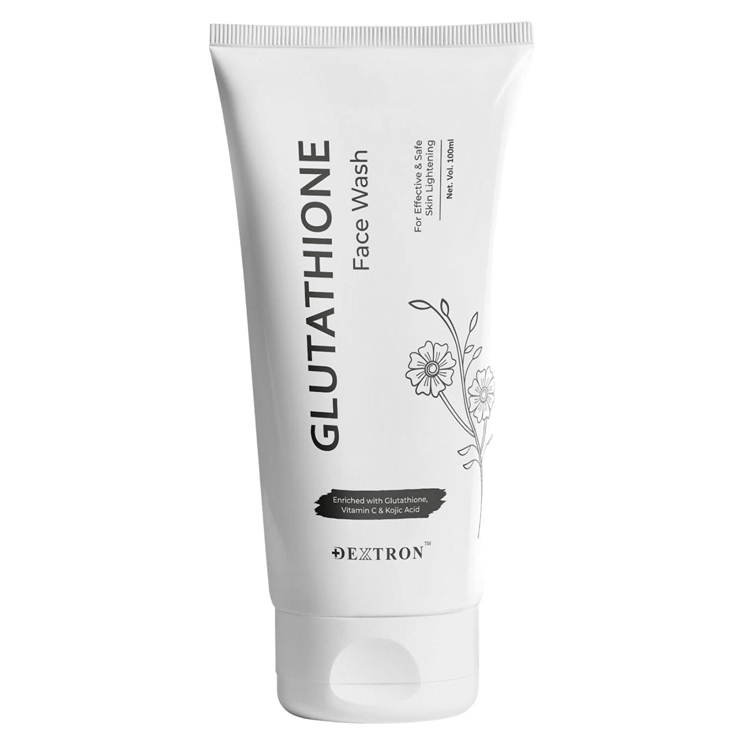 Dextron Glutathione & Vitamin C Brightening Face Wash for Men & Women - 100ml | Gentle Skin Lightening Cleanser for Daily Use, Dark Spot Reduction & Radiant Complexion - Perfect for Morning & Night Skincare Routine