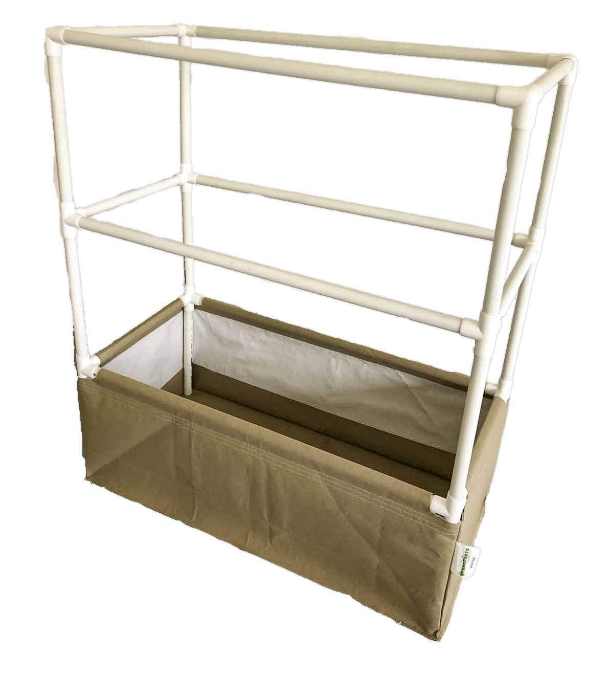 Premium 2'x4' Grassroots Fabric Raised Garden Bed with Double Trellis & Blumat Irrigation Kit - Ideal for Organic Vegetable Gardening, Urban Farming, and Backyard Planters