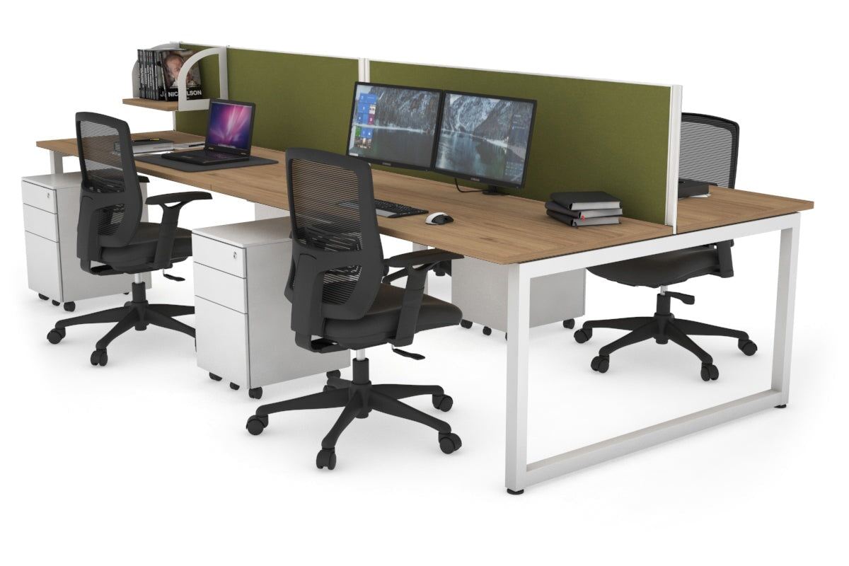 Quadro Loop Legs 4 Person Office Workstation Desk - 1800L x 700W - Modern Collaborative Workspace Solution for Team Projects & Office Meetings