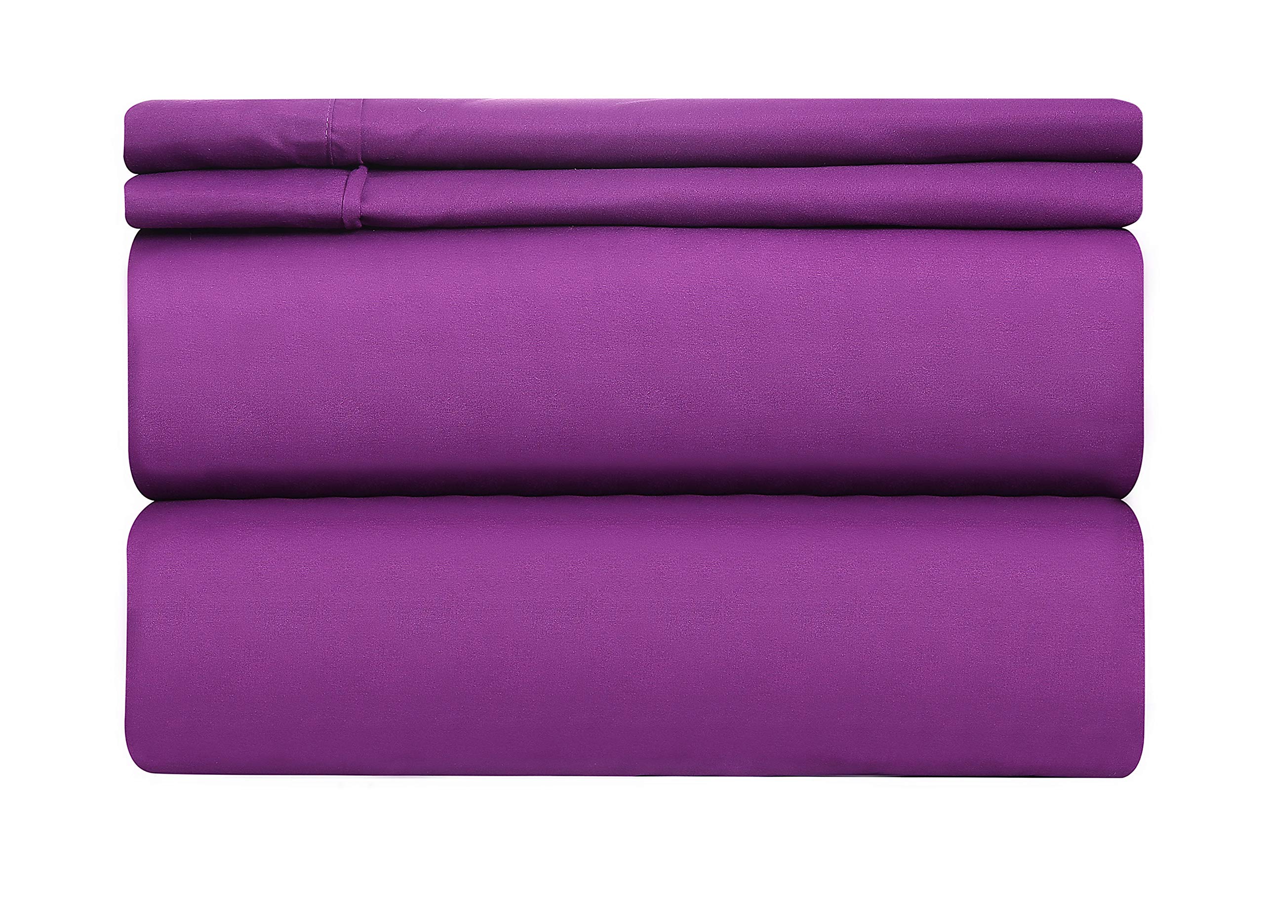 Brand Deluxe Hotel Quality Double Brushed Microfiber 4-Piece Sheet Set - King Size Deep Pocket Wrinkle Resistant Silky Soft Bedding in Lavender | Perfect for Guest Rooms, Master Bedrooms & Luxury Home Decor