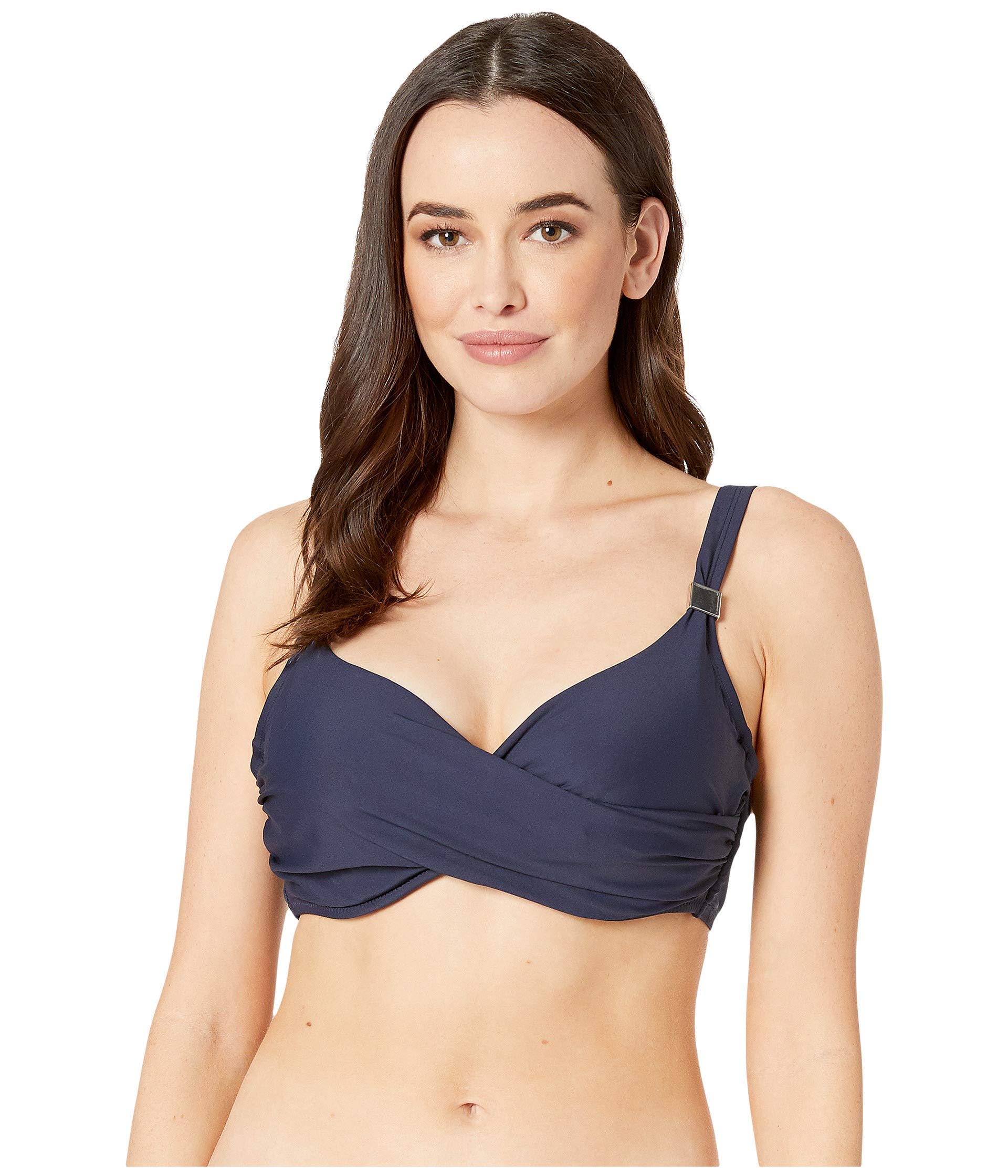 Miraclesuit Solid Criss-Cross Bikini Top for Women - D/DD/DDD Cups - 38DDD Midnight - Perfect for Beach, Pool & Summer Vacations