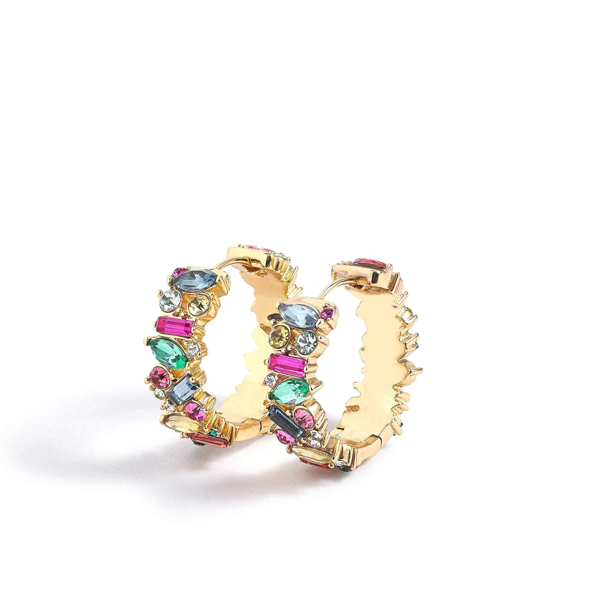 Sparkly Crystal Cubic Zirconia Hoop Earrings for Women - Hypoallergenic Small Colorful Hoop Earrings - Perfect Birthday Gift Jewelry for Everyday Wear & Special Occasions