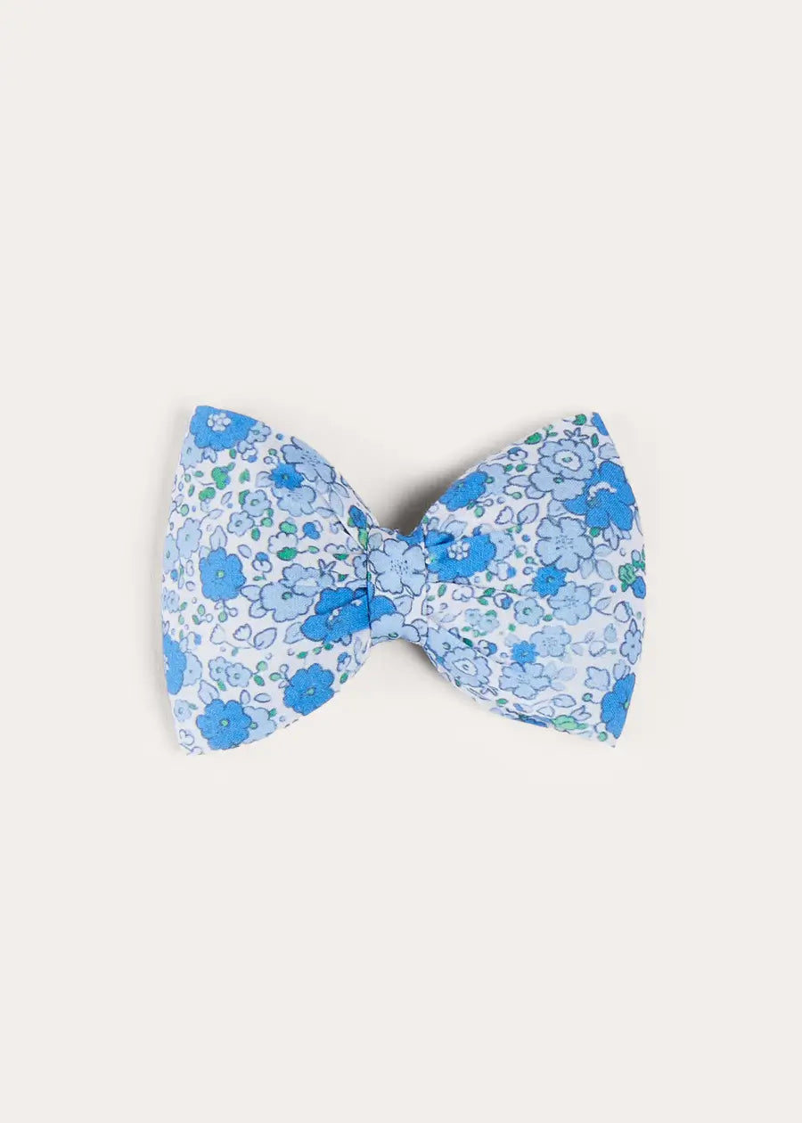 Olivia Floral Medium Bow Hair Clip in Blue - Elegant Hair Accessory for Women & Girls, Perfect for Weddings, Parties & Everyday Wear