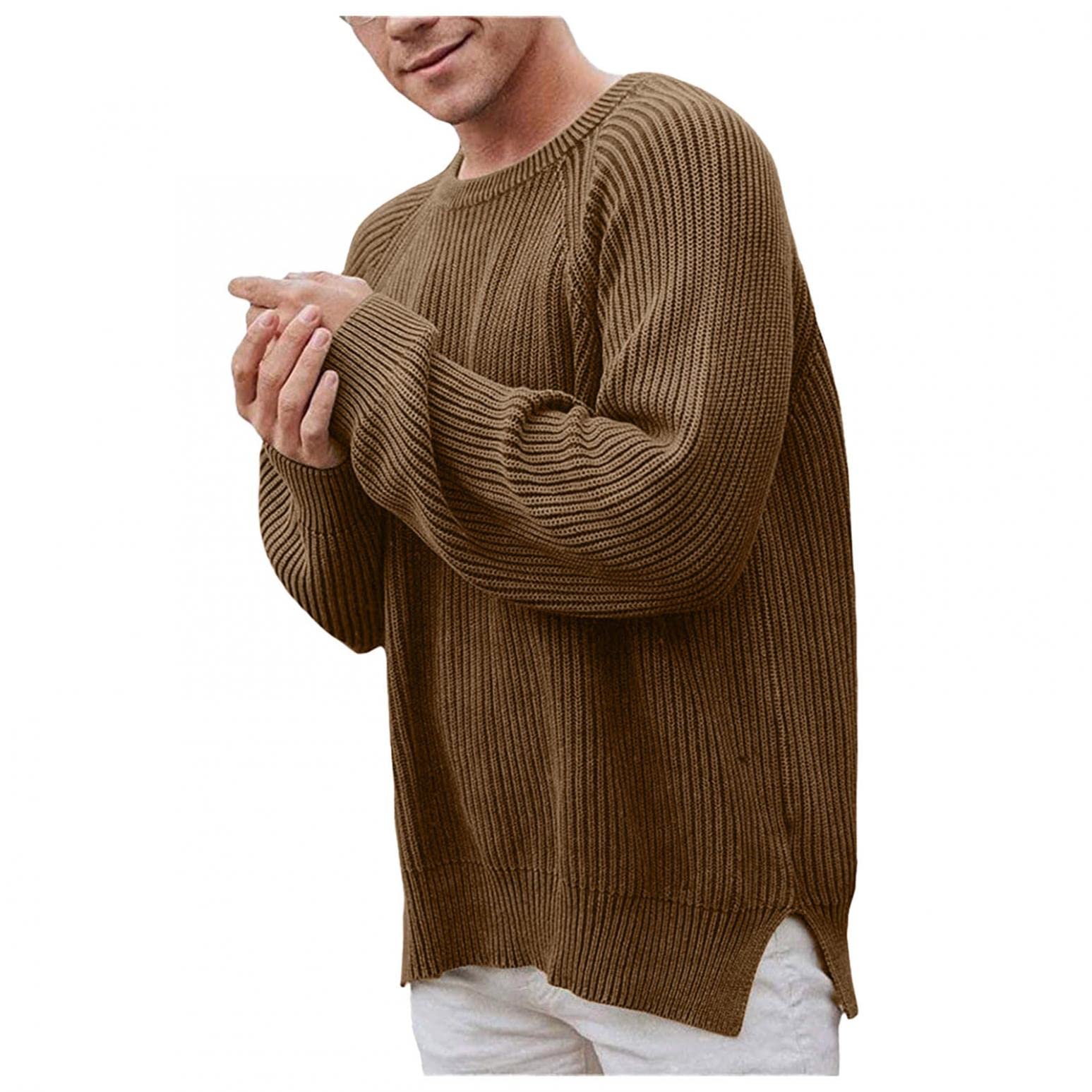 Men's Slim Fit Crewneck Sweater - Soft Thermal Waffle Knit Pullover Jumper | Stylish Casual Knitwear for Winter Warmth | Perfect for Office, Date Night & Weekend Outfits