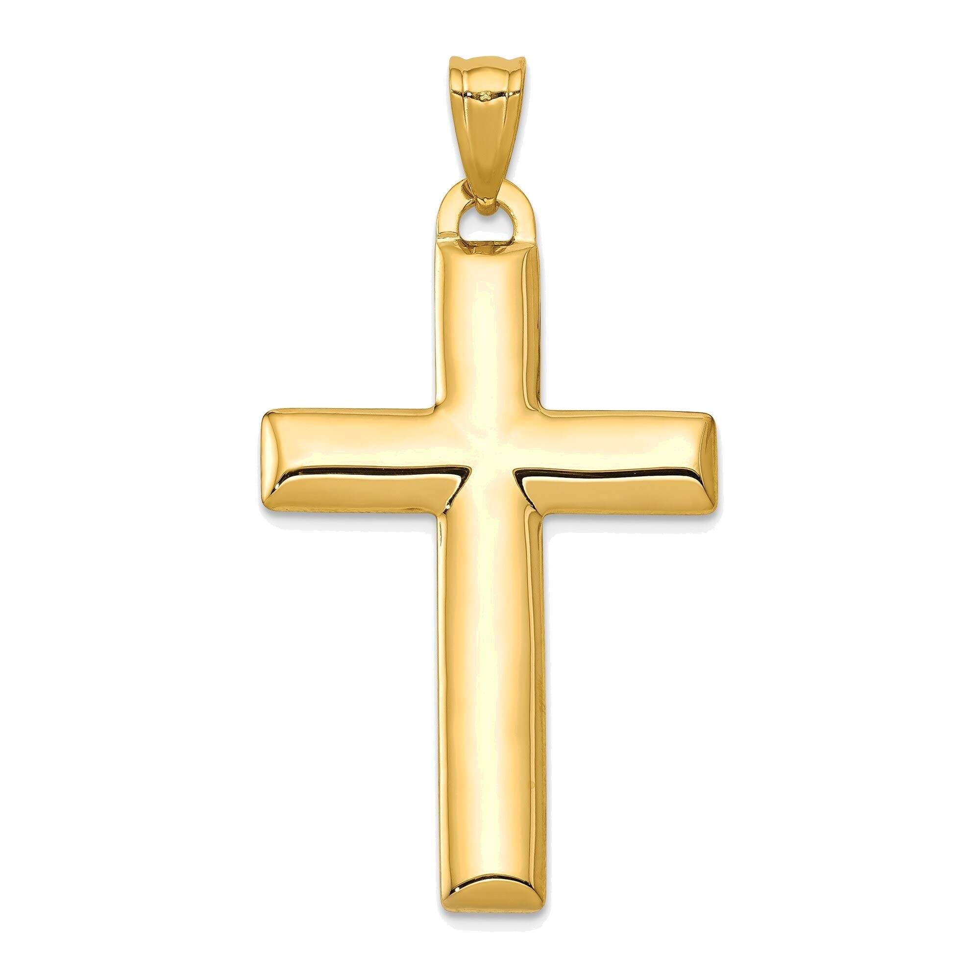 Bonyak 14K Yellow & White Gold Reversible Cross Pendant with Rhodium Plating - Perfect for Everyday Wear, Gifts & Religious Occasions