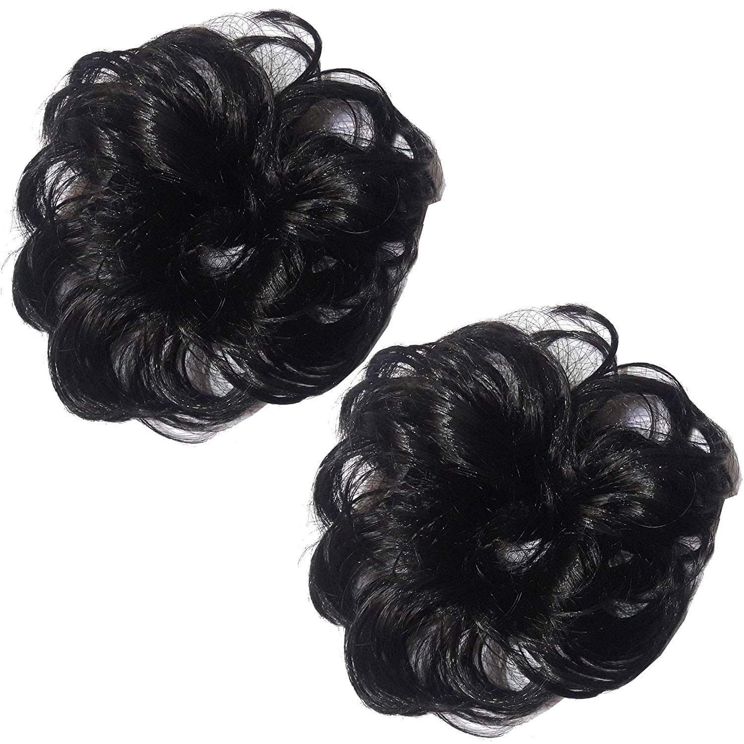 Women's Synthetic Wavy Curly Hair Scrunchies - Soft Stretch Hair Ties for Ponytails, Buns & Braids - Perfect for Workouts, Yoga, Office & Everyday Use
