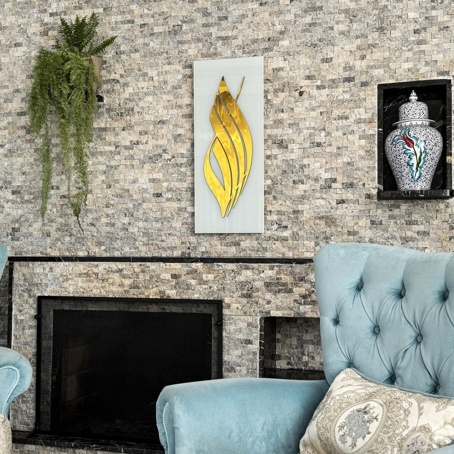 Allah Calligraphy Tempered Glass Islamic Wall Art - Elegant Arabic Home Decor for Living Room, Mosque & Prayer Space