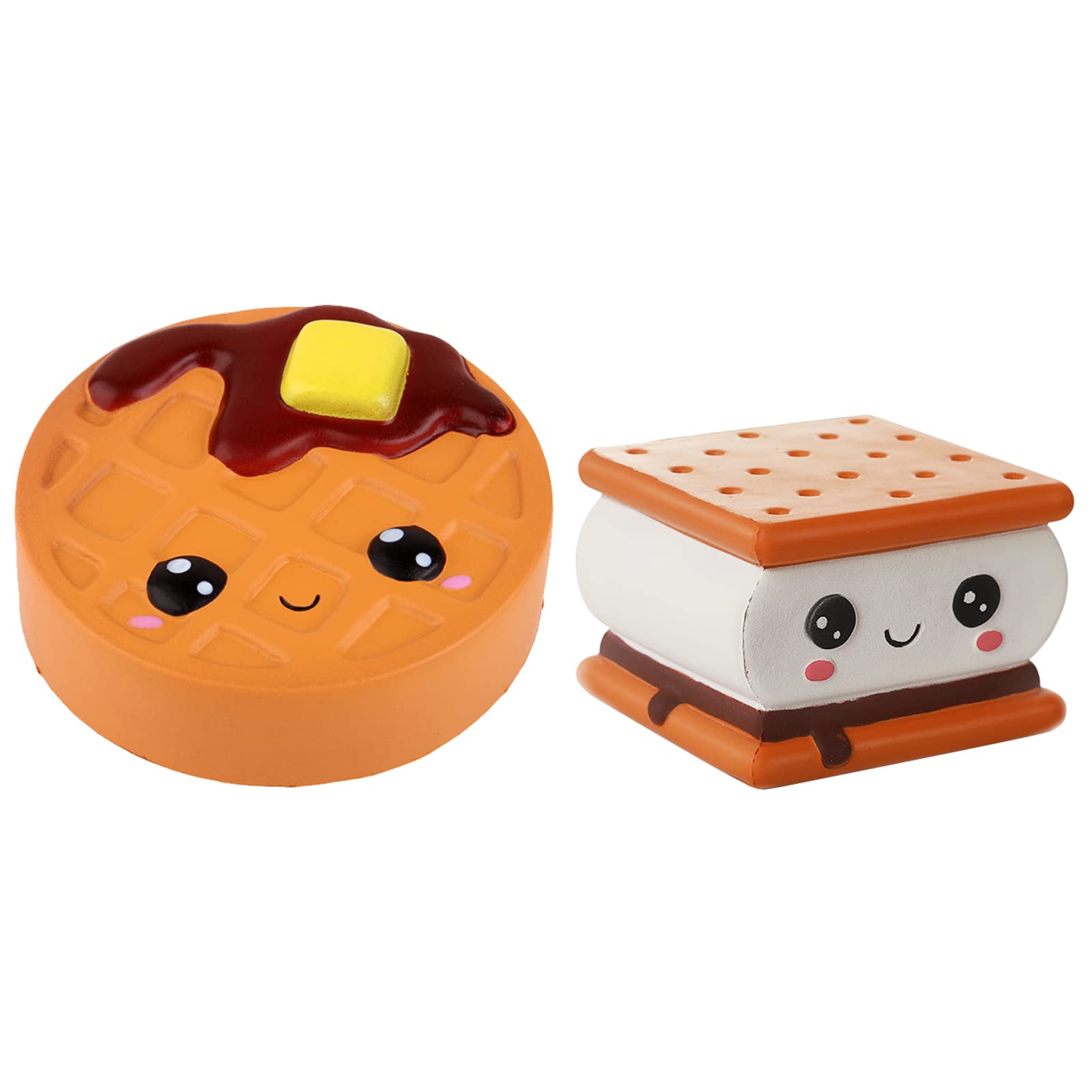 Anboor 2-Pack Jumbo S'mores Cake Squishy Toys - Slow Rising Chocolate Stress Relief Fidget Toys for Kids & Adults - Perfect for Anxiety Relief, Sensory Play and Office Desk Decor