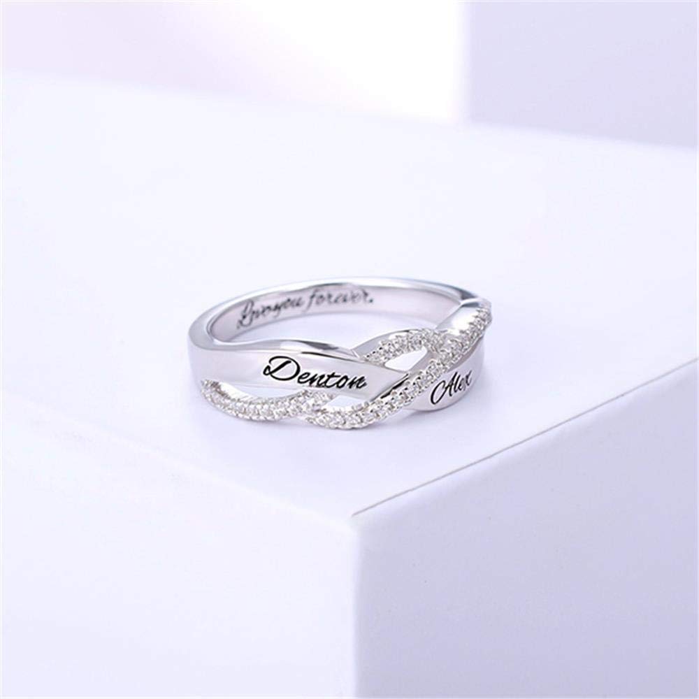 Personalized Mothers Rings for Women - Sterling Silver Twisted Promise & Engagement Rings - Custom Name Necklace Gift for Mom, Wife, Anniversary & Special Occasions