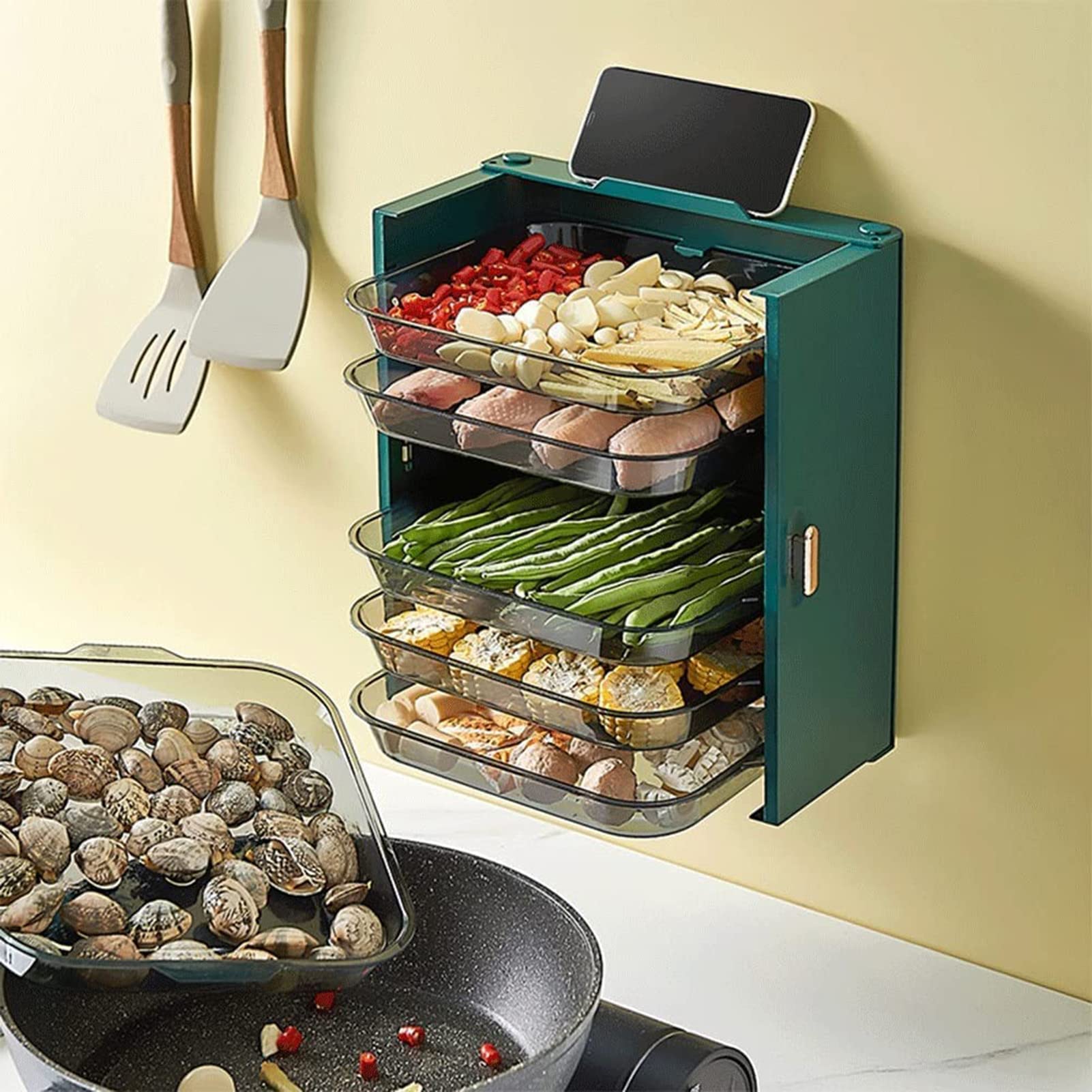 XINGAKA Multi-Function Kitchen Organizer - 3-Tier Fruit & Vegetable Storage Tray, Stackable Dish Rack for Countertop, No-Slip Hot Pot Serving Plate - Perfect for Meal Prep, Party Serving & Small Kitchen Organization