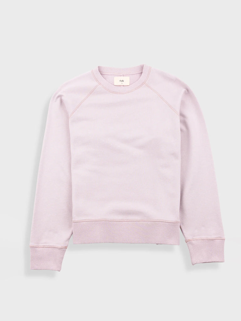 Folk Engineered Raglan Sweatshirt - Women's Long Sleeve Pullover in Sakura Pink | Casual Loungewear & Streetwear Fashion for Everyday Comfort