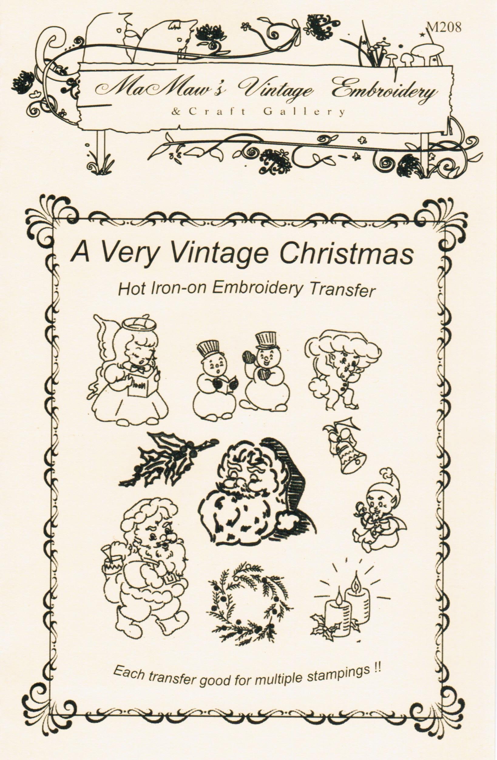 Vintage Christmas Iron-On Embroidery Transfers - Holiday DIY Craft for T-Shirts, Pillows & Home Decor