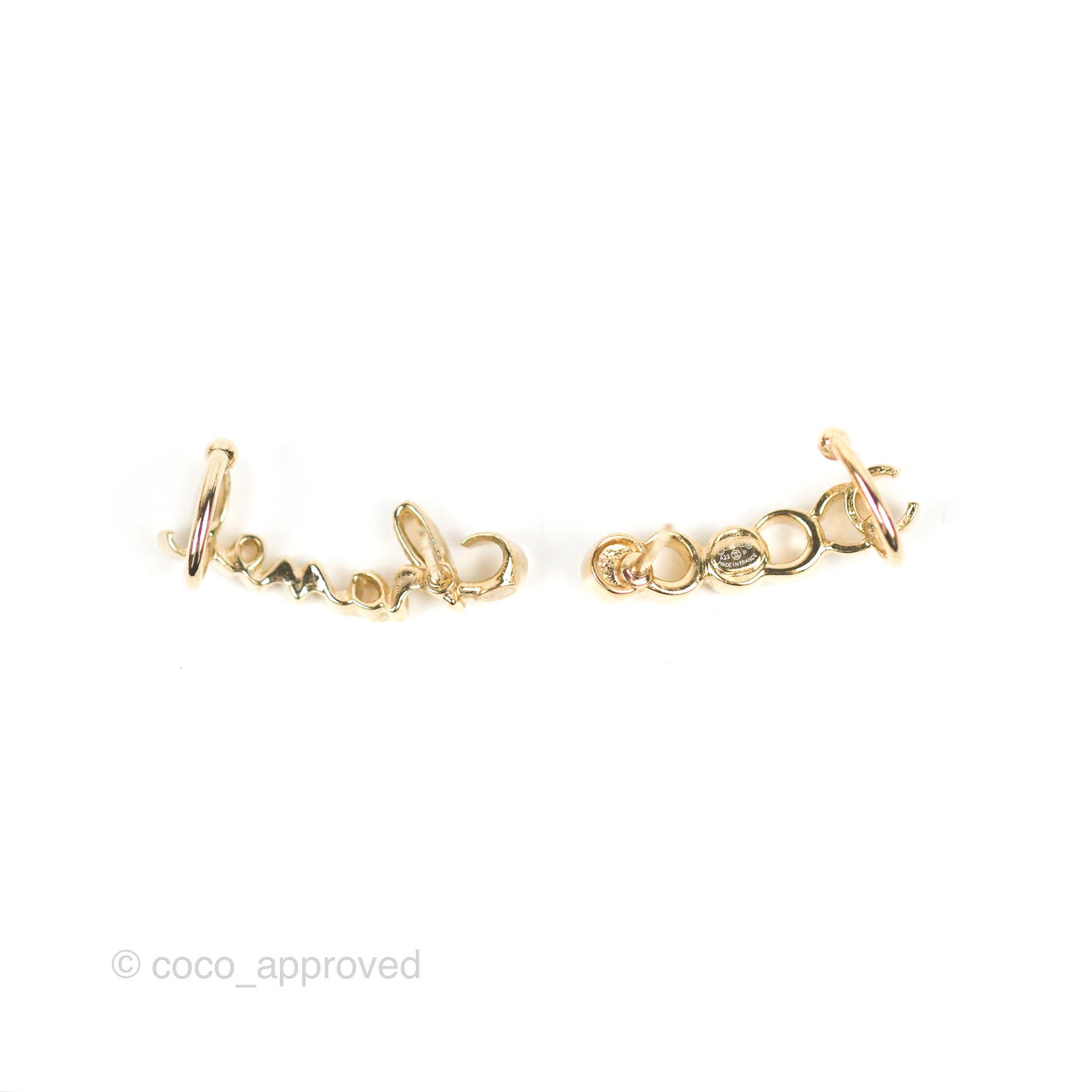 Chanel CC Coco Crystal Earrings & Ear Cuff Set - Gold Tone Fashion Jewelry 22P Collection | Perfect for Parties, Weddings & Evening Events