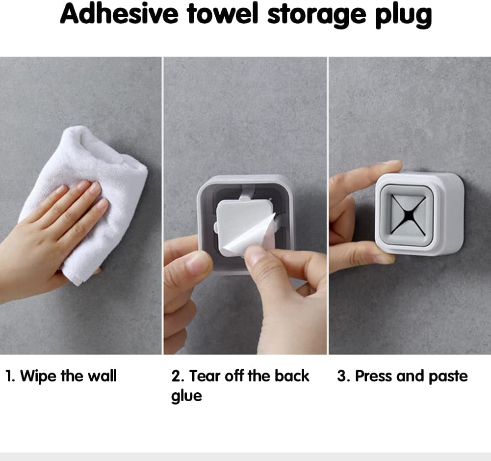 BIRZAR Punch Free Towel Holder - 5 Pack Stainless Steel Bathroom & Kitchen Organizer Rack for Towels, Washcloths, Napkins - Space Saving Storage Solution for Small Bathrooms, Kitchens, RVs & Dorm Rooms