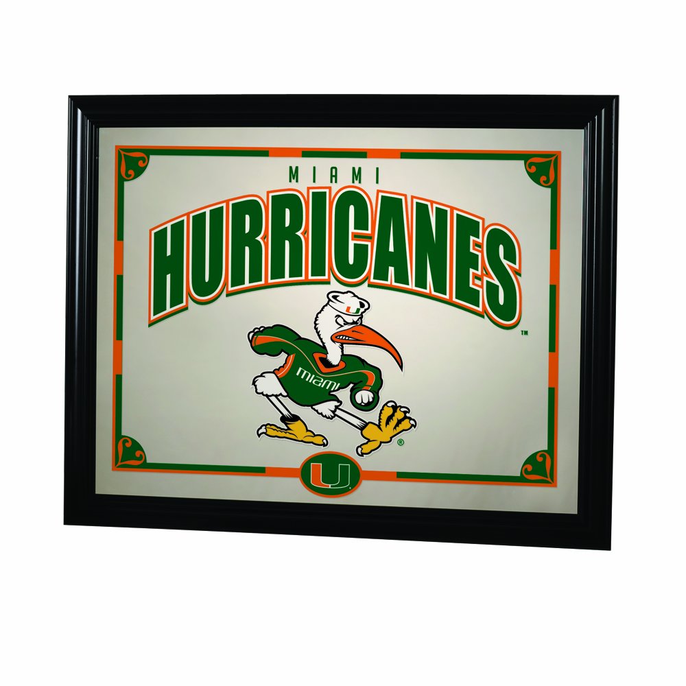 NCAA Miami Hurricanes 22-Inch Printed Wall Mirror - Perfect for Game Room Decor, Dorm Room, and Sports Fan Gifts