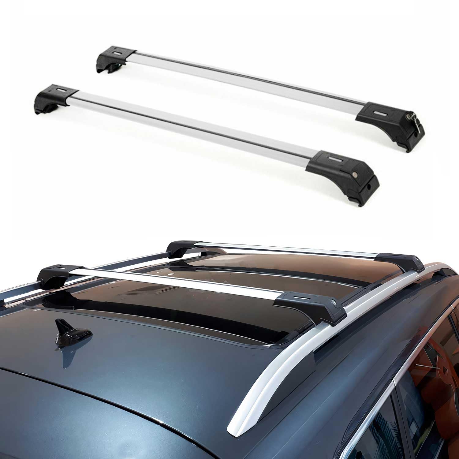 OMAC Aluminum Roof Rack Cross Bars for Kia Sorento 2016-2020 - 2-Piece Anti-Theft Cargo Carrier for Kayak, Canoe, Surfboard, Ski, Snowboard - Perfect for Travel, Camping & Outdoor Adventures