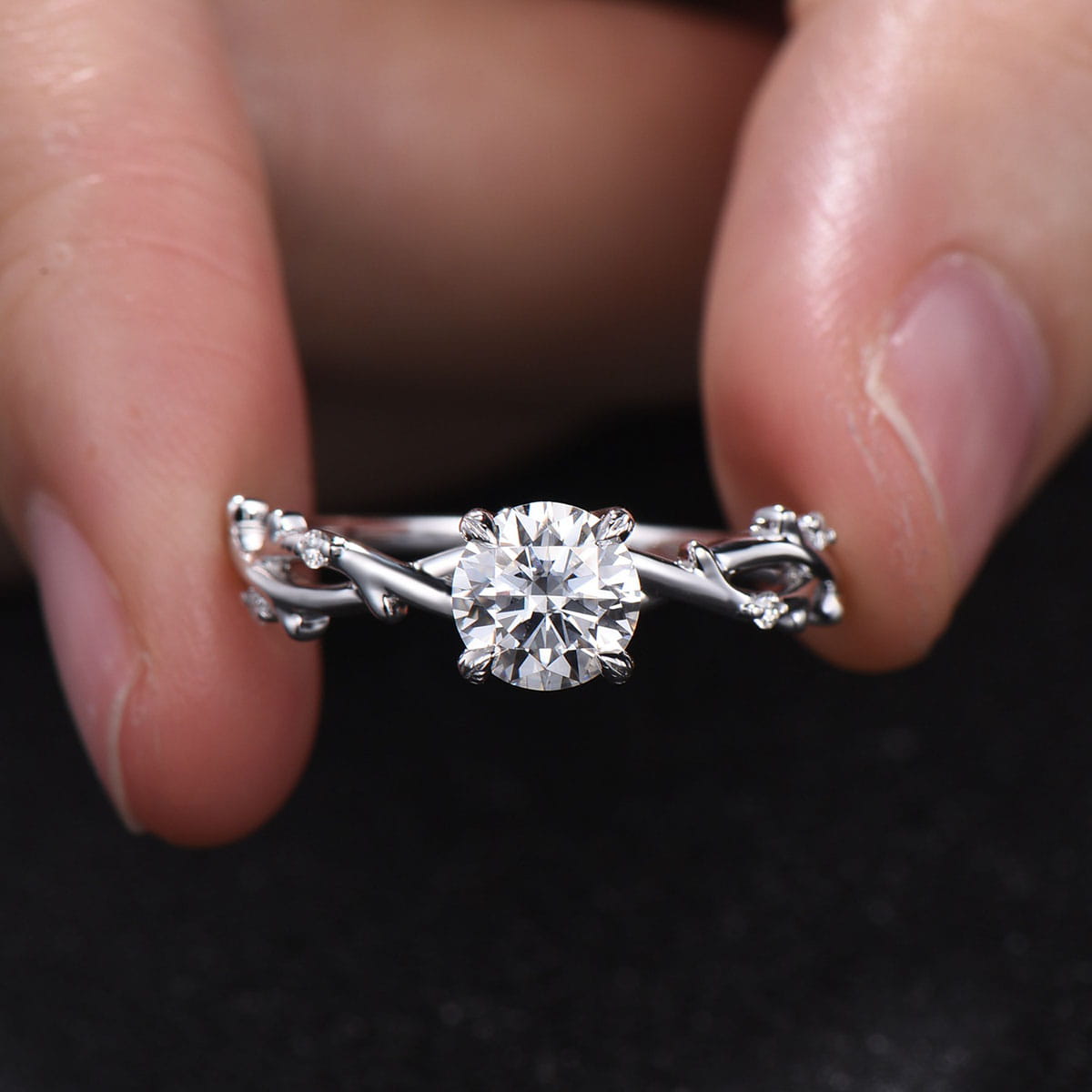 1CT Forever Moissanite Engagement Ring - Leaf Twig Design in White Gold, Natural Inspired Branch Wedding Ring for Women, Unique Bridal Jewelry for Proposals, Anniversaries & Special Occasions