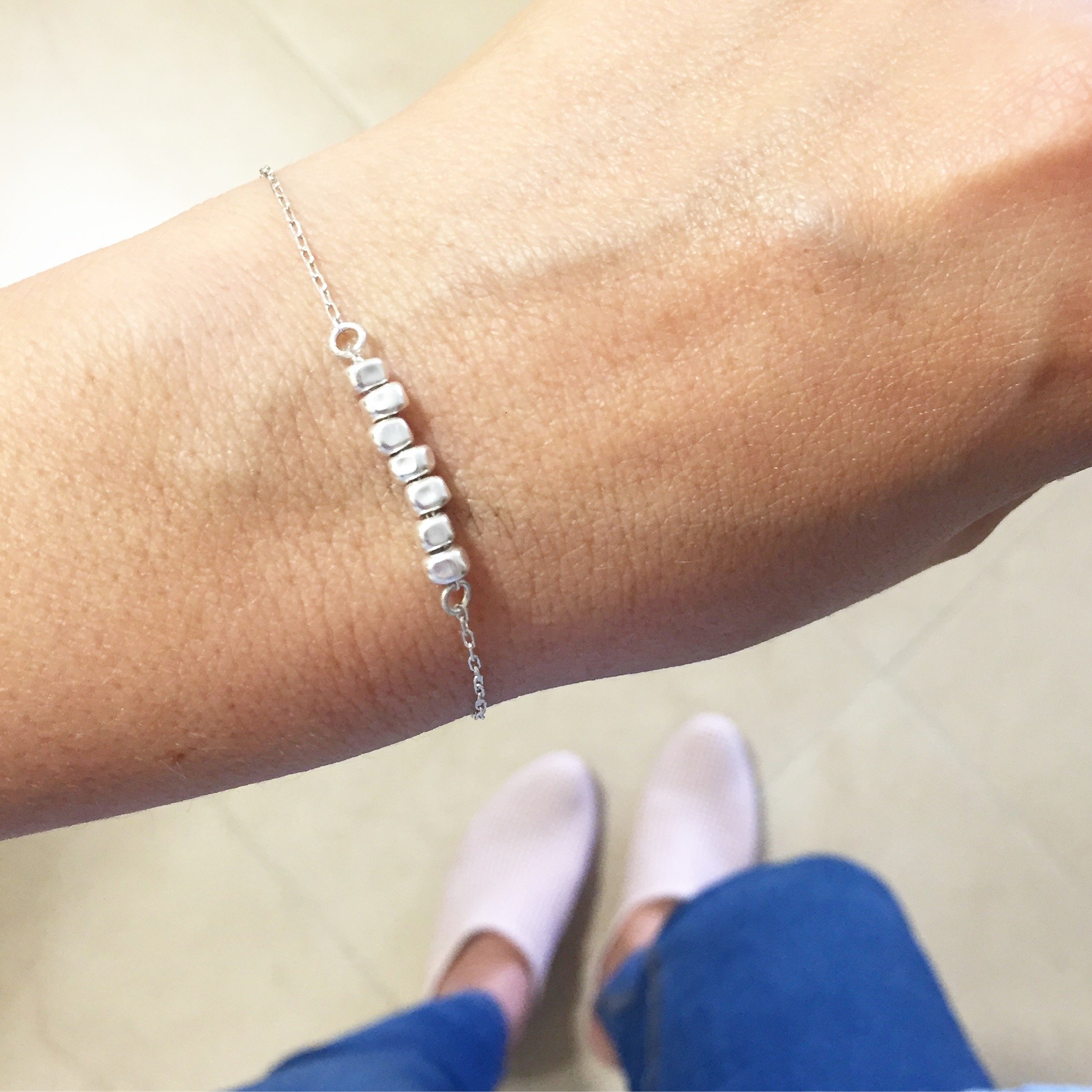 3-Piece Sterling Silver Bracelet Set - Dainty Layered Beaded & Nugget Bracelets for Women | Handmade Artisan Jewelry for Everyday Wear, Gifts & Special Occasions
