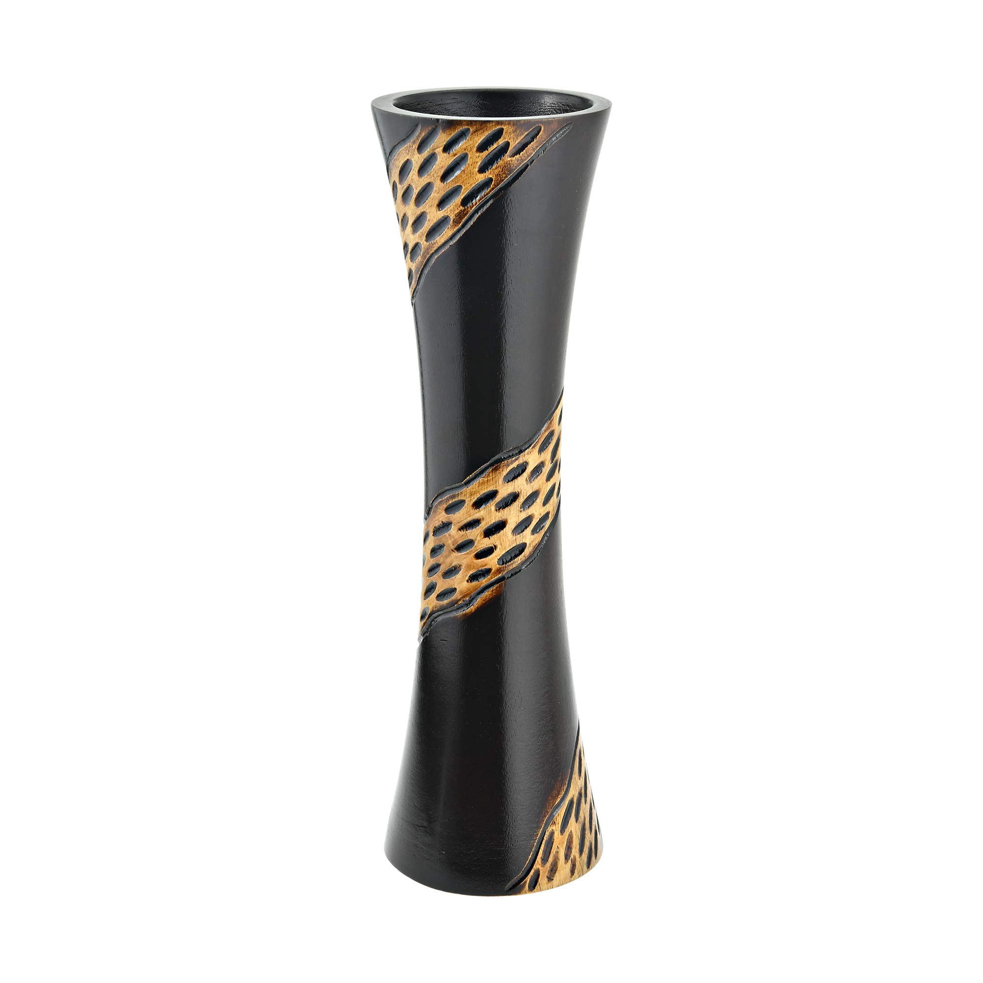AeraVida Handcrafted Zebra Pattern Spiral Mango Wood Flower Vase - Unique Decorative Wooden Vase for Home Decor, Living Room, Dining Table Centerpiece - Eco-Friendly Handmade Flower Holder for Fresh or Artificial Blooms