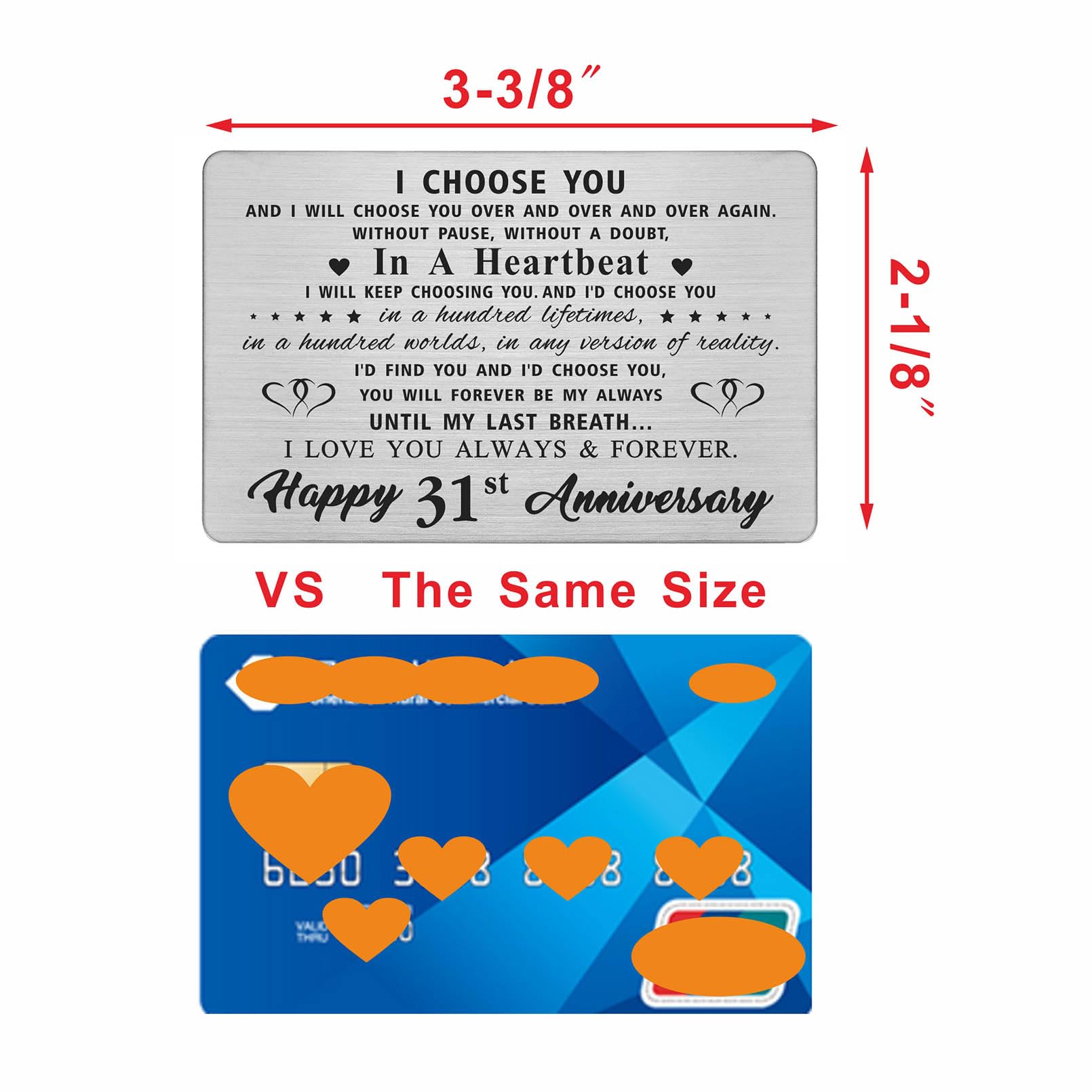31st Anniversary Wallet Card Gift for Husband or Wife - Funny Keepsake for Couples - Perfect for Anniversaries, Birthdays & Romantic Occasions