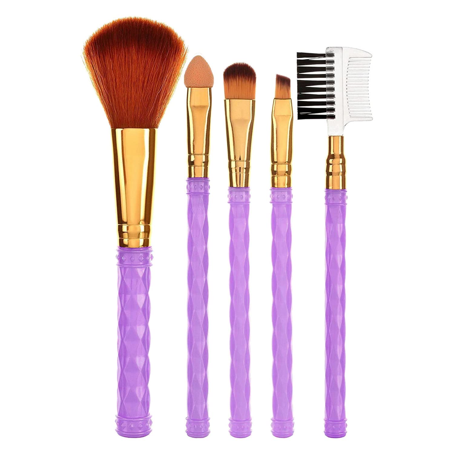 Mapperz Professional 5-Piece Synthetic Makeup Brush Set - Foundation, Blending, Blush & Face Powder Brushes (Golden & Pink) - Perfect for Makeup Artists & Everyday Beauty Routine