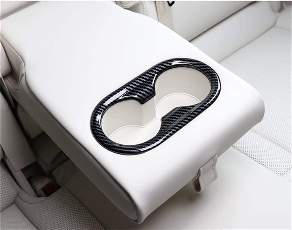 Carbon Fiber Rear Seat Cup Holder Cover Panel Trim for 2022-2023 Genesis GV60 - Premium Interior Accessories for Car Organization & Stylish Protection
