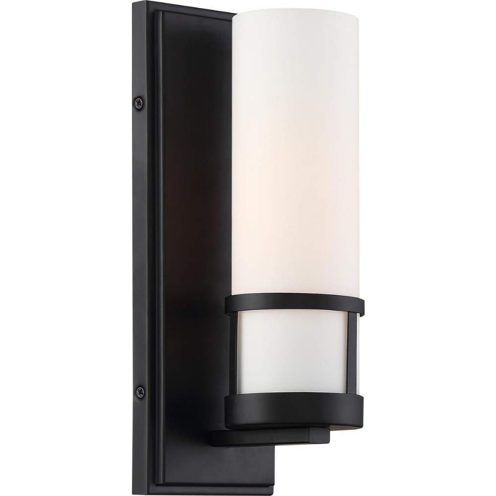 NUVO Caryle Vanity Light Fixture - Aged Bronze Finish with Etched Opal Glass, 1-Light Bathroom Sconce (60/6789) - Perfect for Bathroom, Powder Room & Dressing Area Lighting