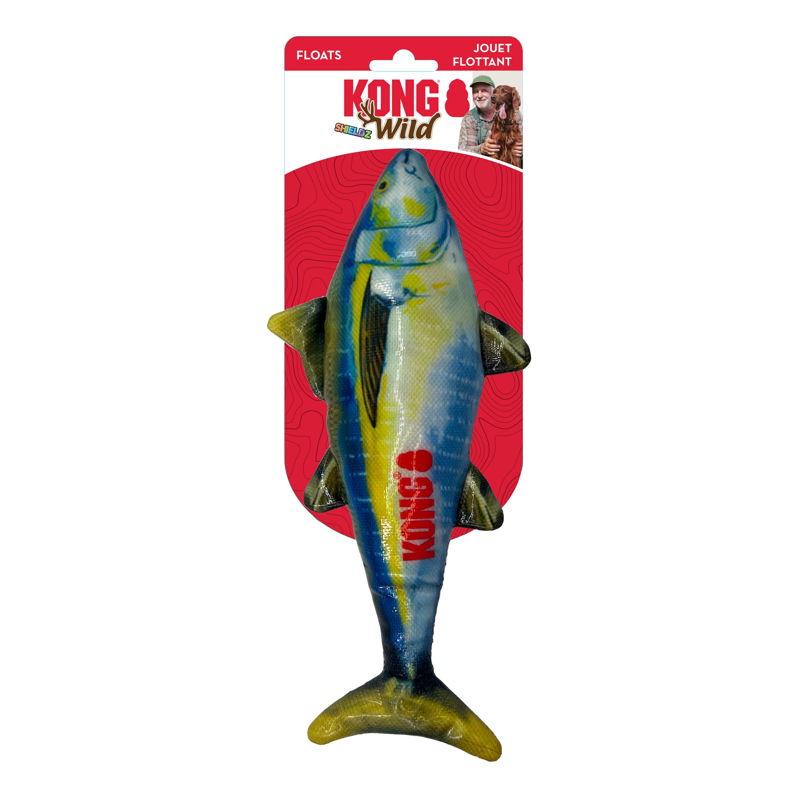 KONG Wild Shield Fish Shaped Durable Dog Chew Toy for Medium Breeds - Tuna Flavor | Interactive Play & Dental Health for Active Dogs