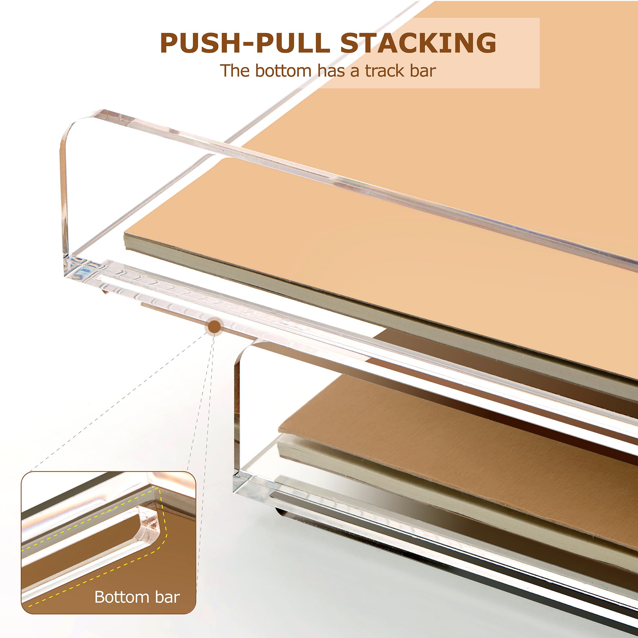 2-Pack Clear Acrylic Stackable Paper Letter Trays - A4 File Organizer & Desk Accessory for Office, Home, Workspace - 12.4