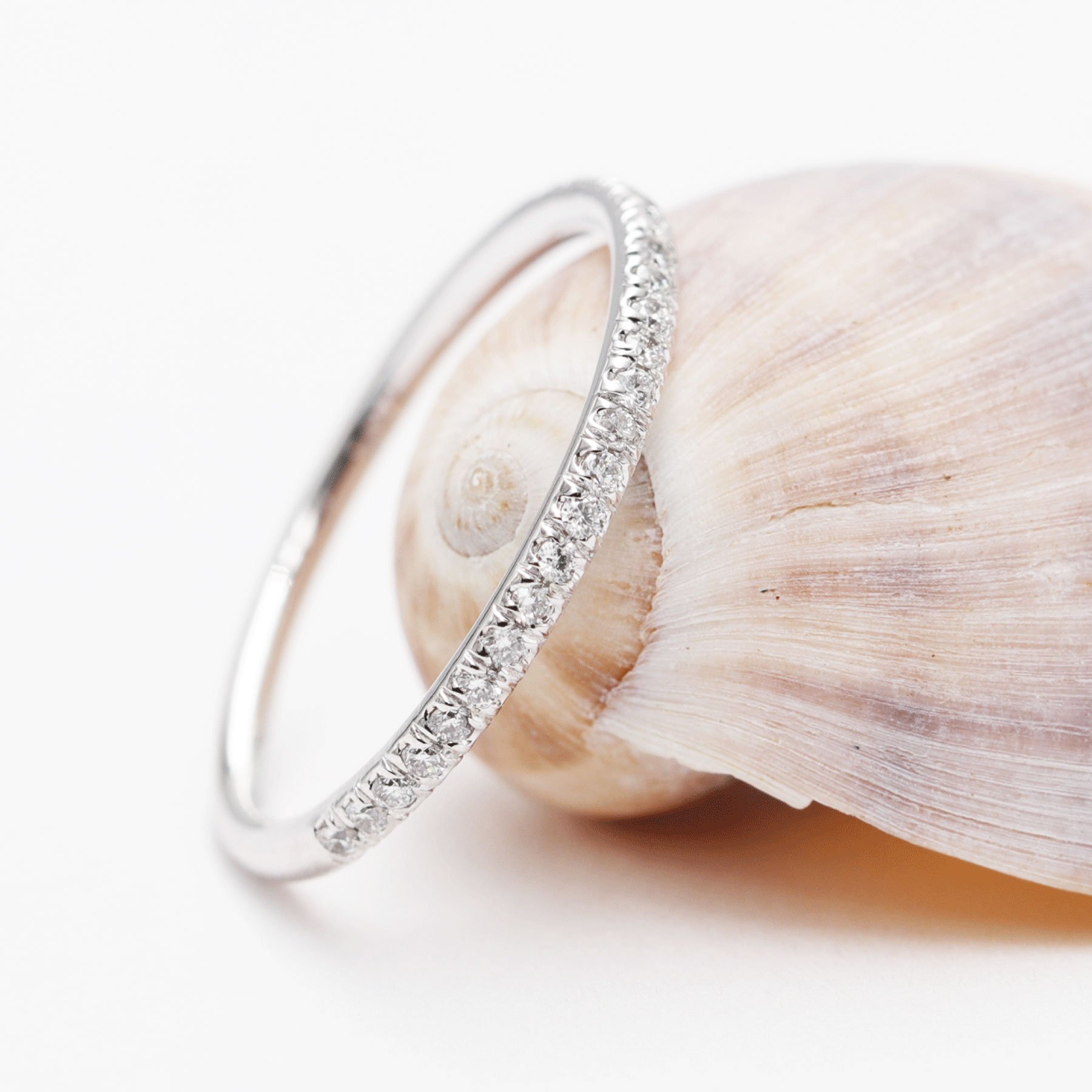 14K Rose Gold 1.7mm Diamond Halfway Wedding Band - Dainty Stackable Diamond Ring for Women, Perfect Matching Band for Engagement Rings, Promise Ring, Anniversary Gift (Ideal for Weddings, Proposals & Special Occasions)