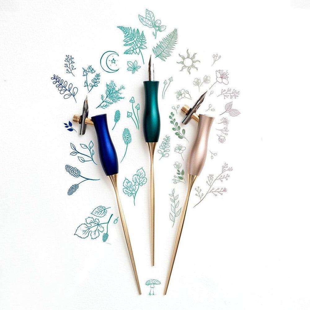 Tom's Studio Premium Wooden Calligraphy Nib Holder - Bloom Design for Dip Pen Writing, Perfect for Beginners & Professionals - Ideal for Wedding Invitations, Hand Lettering, Art Projects & DIY Crafts