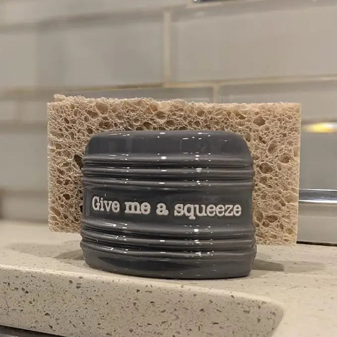 Non-Slip Gray Squeeze Sponge Holder for Kitchen Sink - Durable & Stylish Sponge Caddy for Dishwashing, Cleaning & Bathroom Use