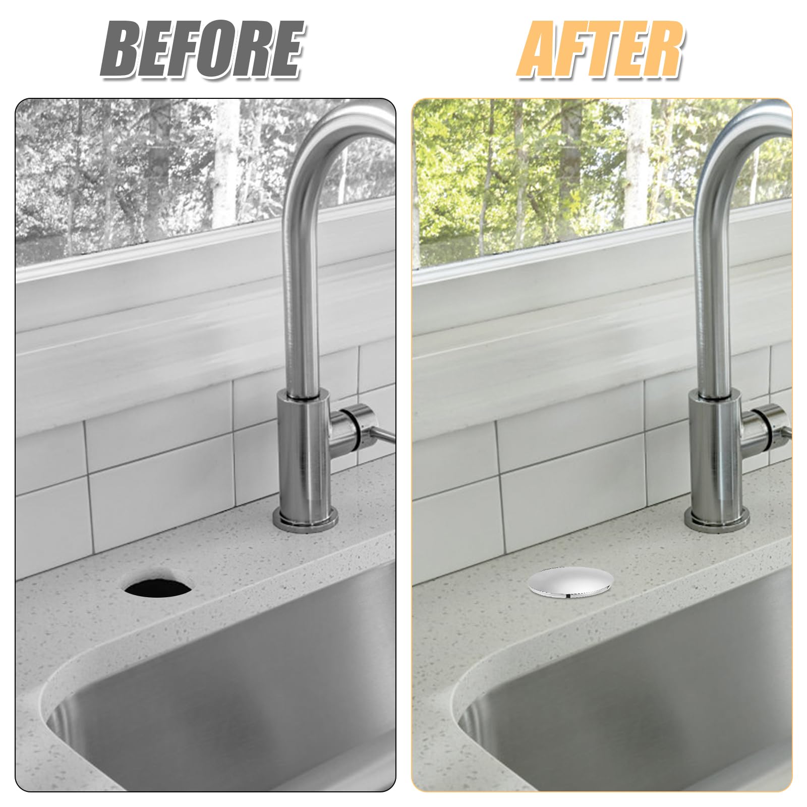 Premium Stainless Steel & Zinc Alloy Kitchen Sink Hole Cover - Durable Faucet Hole Plug for Kitchen Sink, Silver Sink Accessories | Perfect for Leak Prevention & Aesthetic Upgrade in Modern Kitchens