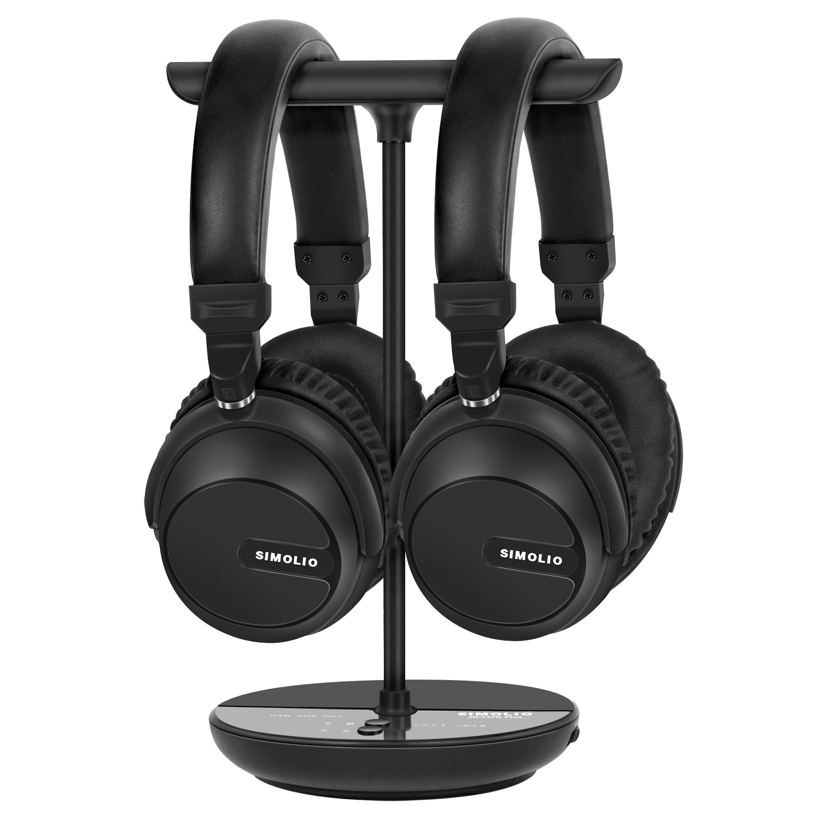 SIMOLIO JH737D2 Dual Bluetooth Wireless Headphones for TV - No Delay, High Volume for Seniors | Optical/AUX/RCA Output | Plug & Play | Charging & Transmitter 2-in-1 | Perfect for Watching TV, Hearing Assistance & Home Entertainment