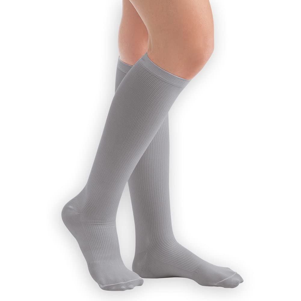 Men's Compression Socks 20-30 mmHg Firm Support - Grey Large Size - Made in USA - Perfect for Travel, Sports & Varicose Vein Relief