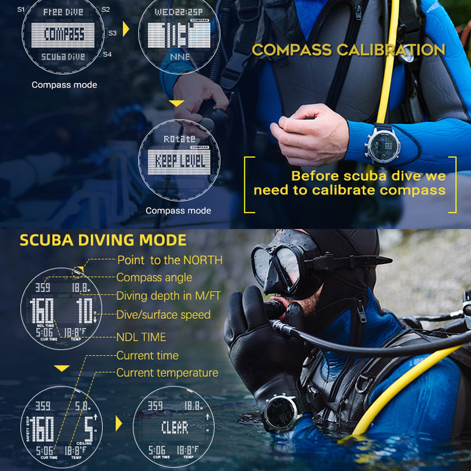 Findtime Dive Computer Watch for Men & Women - 10ATM Waterproof Diving Wristwatch with Altimeter, Barometer & Compass for Scuba, Freediving & Survival | Perfect for Professional Divers & Outdoor Adventures