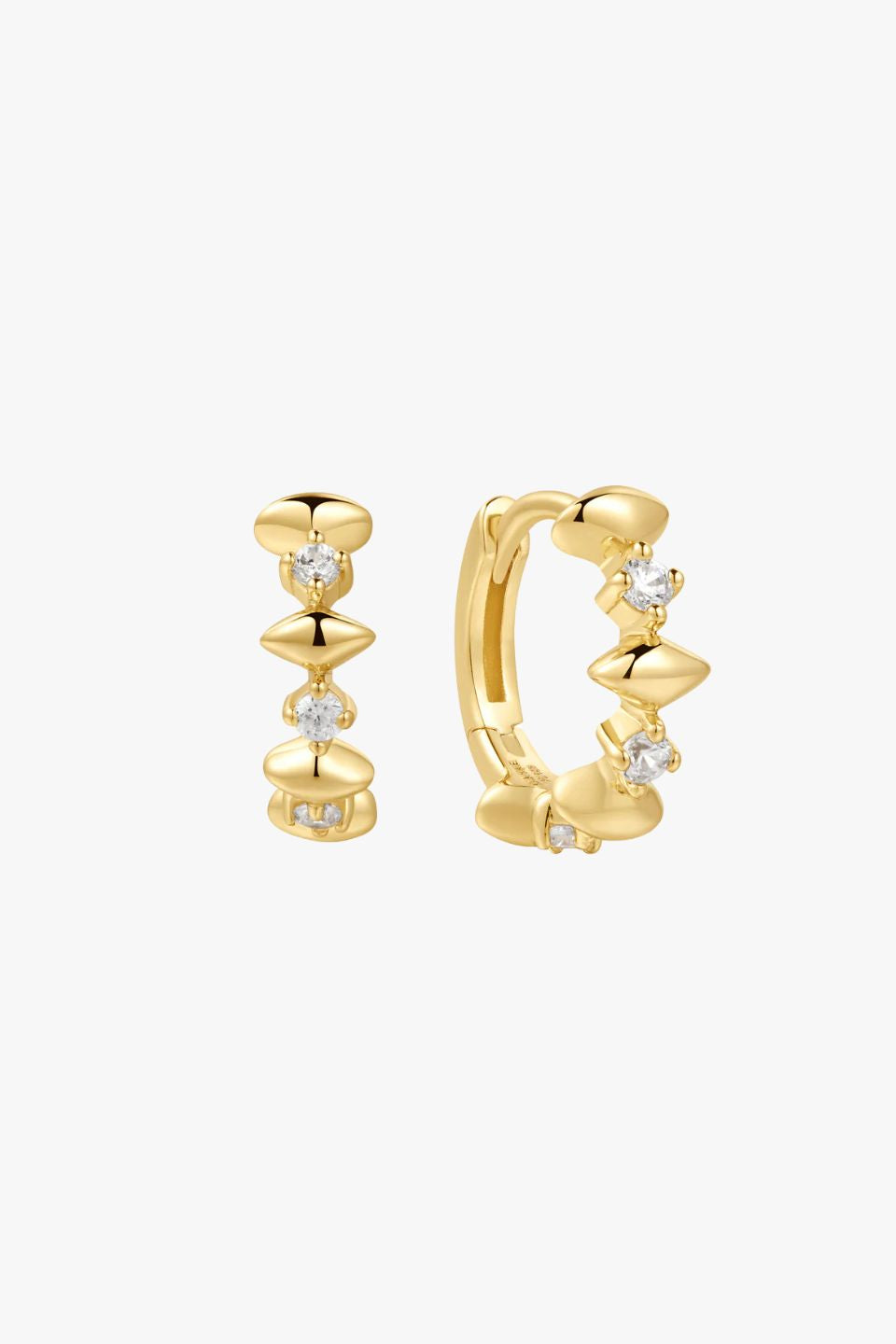 Art Deco Sparkle Gold Huggie Earrings for Women - 14K Gold Plated Hoop Earrings for Everyday Wear & Special Occasions